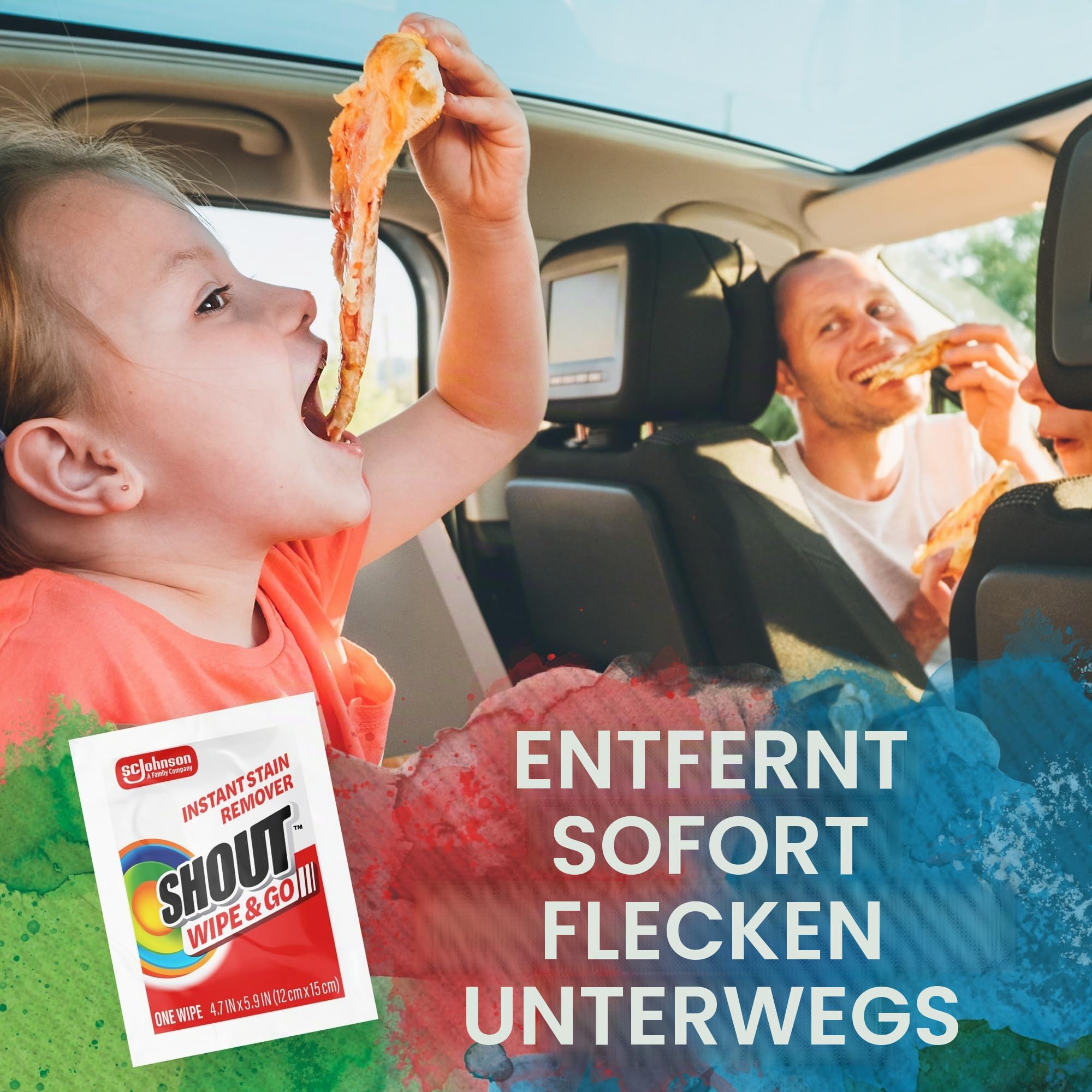 Shout Wipes – tragbare Fleckenreinigungstücher, 6er-Pack, 72 Tücher