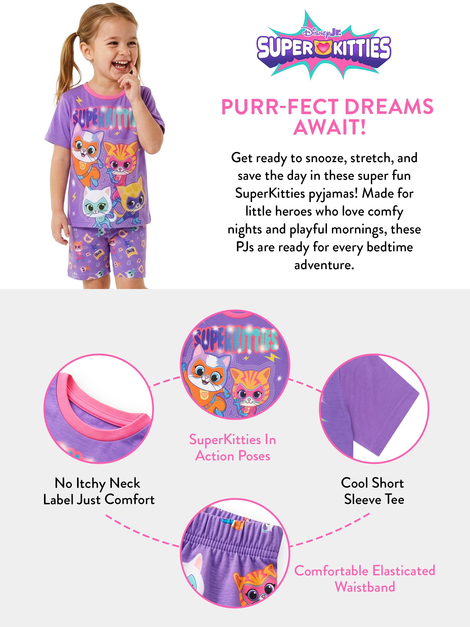 Disney SuperKitties Pigiama Bambina A Manica Lunga, Set Pigiami Ragazza, Pigiama Bambino Adorabile