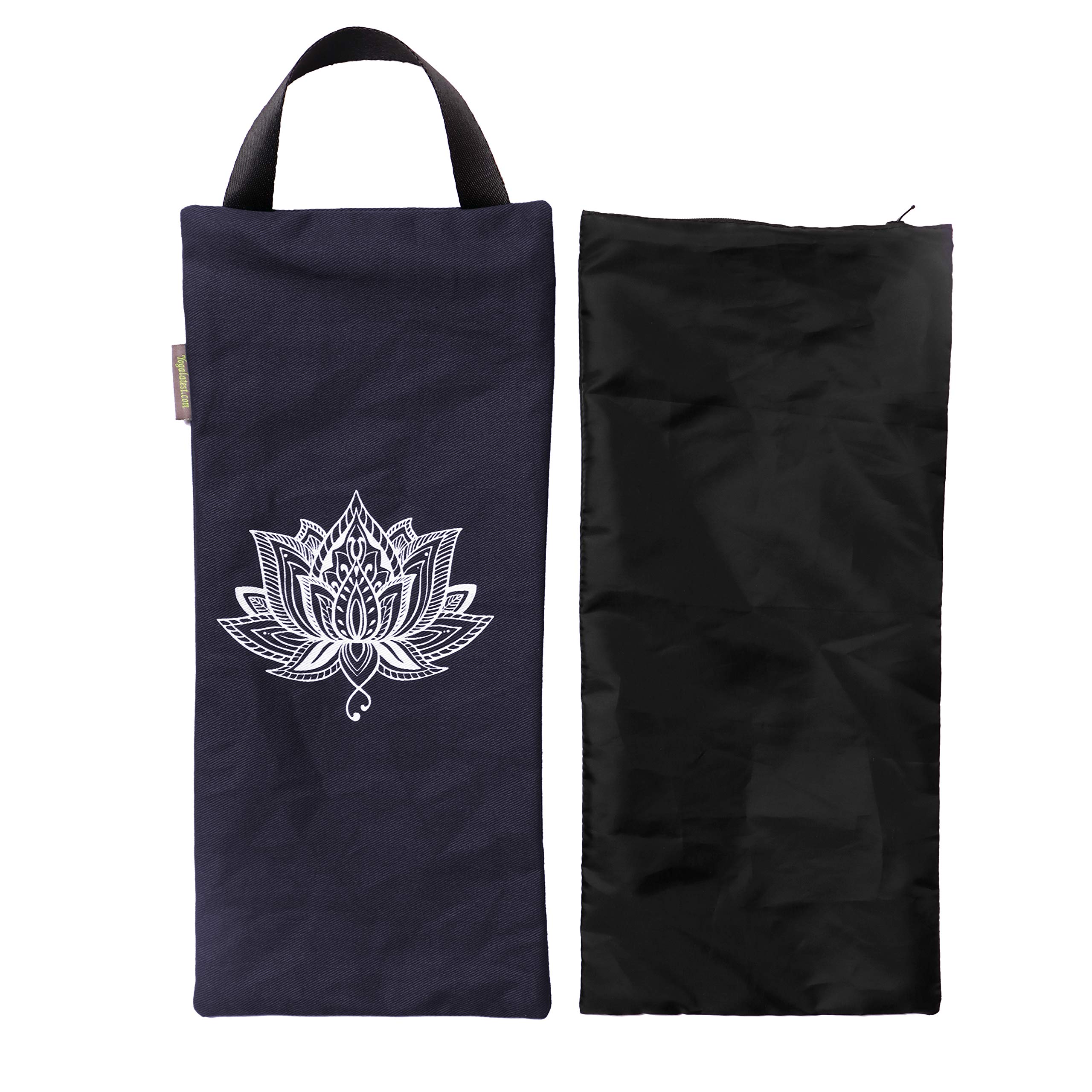 Yogalatest Yoga Sand Bag, Cotton Unfilled for Yogas, Weights and Resistance Training, Portable Fillable Weightlifting Sandbag, Lotus Design, Size - 7.5" X 17" (Navy Blue) โ image 1