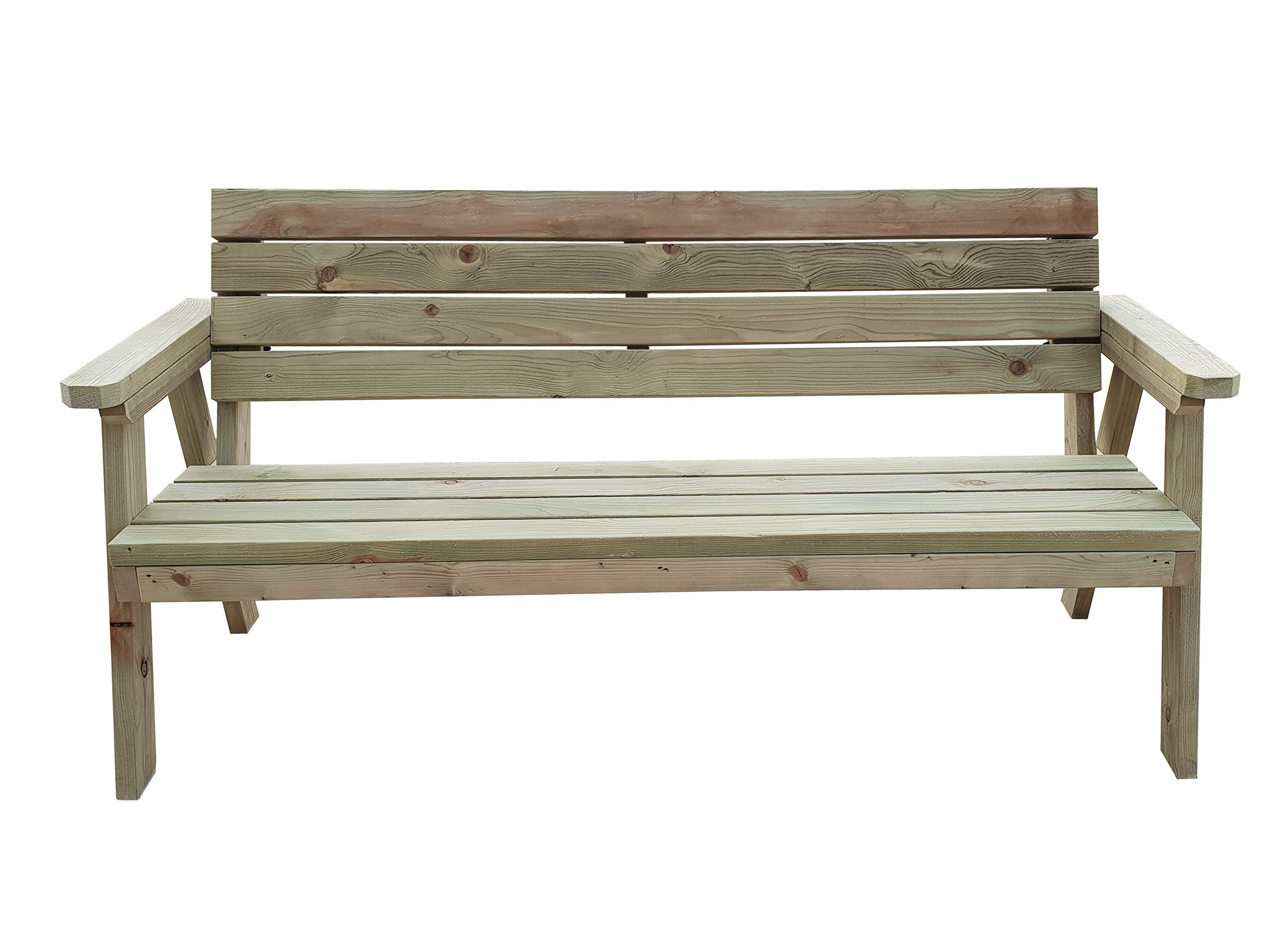 Arbor Garden Solutions 2 Seat Wooden Garden Bench, Consilium Bench With Back and Arm Rest (3ft, Light Green (Natural))