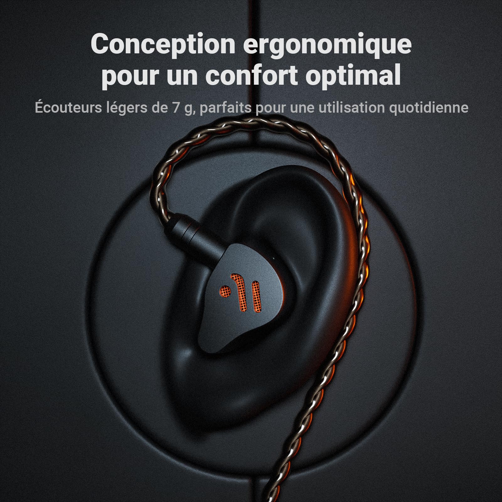 Fosi Audio IM4 Écouteurs Intra-Auriculaires HiFi, Câble Détachable 2 Broches 3,5/4,4 mm Symétrique, Réglage Personnalisé, Écouteurs IEM pour Confort Ergonomique pour Studio/Musique (Argenté)