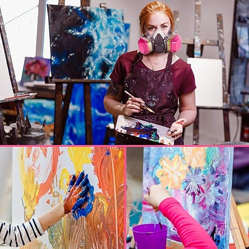 Miniatura 7 de caKentr Respirator Mask - Respirator Mask with 60926 Filters - 6100 Half Face Respirator Mask - Reusable Gas Mask for Sanding Epoxy Resin Spray