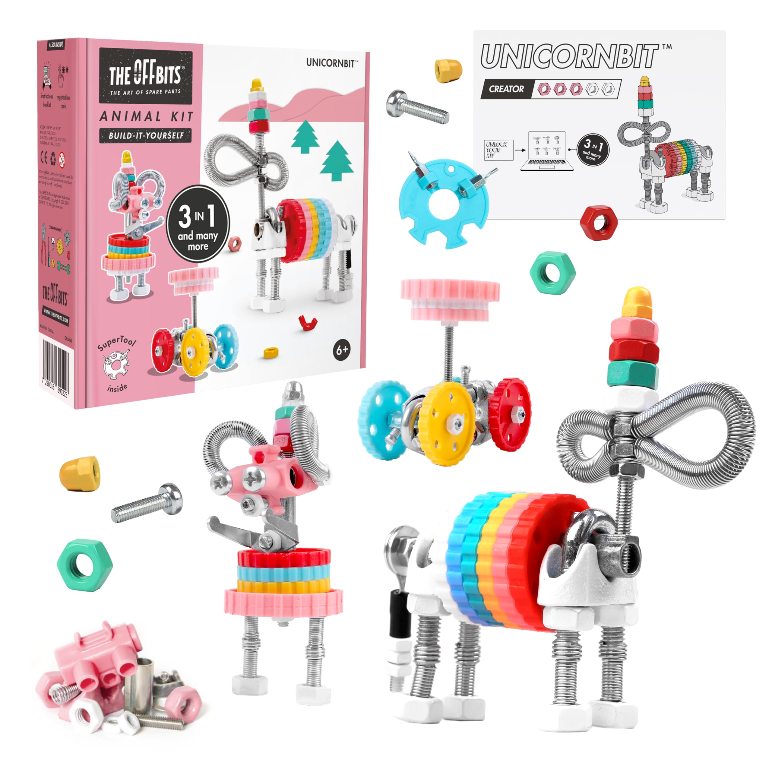 The Off Bits Erector Set: Animal Mini STEM Toys for Kids 6+, Toy Building Sets with Nuts & Bolts, STEM Building Toys Gifts for Boys and Girls (