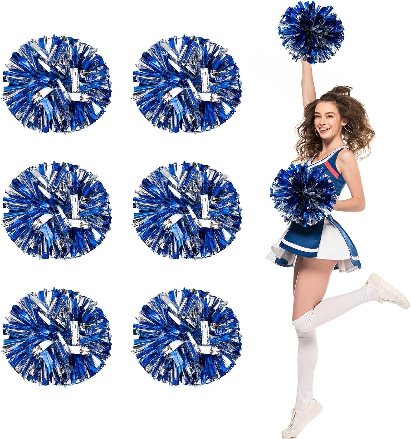 6Pcs Large Cheerleading Pom Poms for Kids Adults, 14