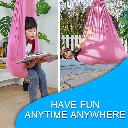 Miniatura 7 de Columpio sensorial de terapia interior para niños, necesidades especiales, columpios de techo para acurrucarse, hamaca de tela ajustable para