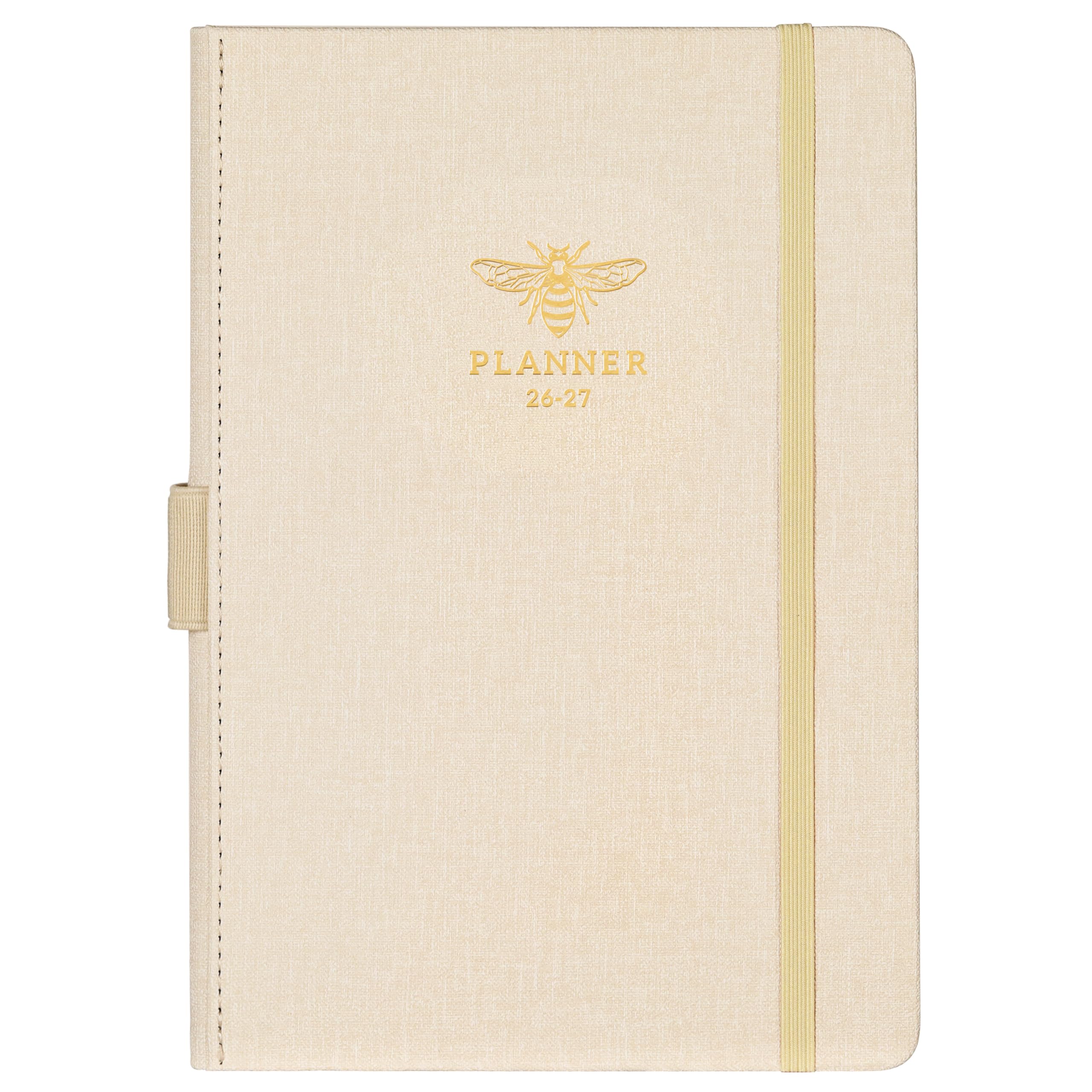 2026-2027 Planner - Planner 2026-2027 with Tabs, Jul 2026 - Jun 2027, Weekly and Monthly with Pen Loop, Back Pocket - Off-White