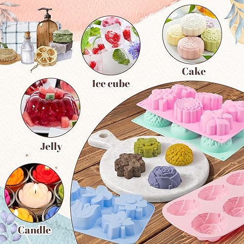 Miniatura 4 de R HORSE 4Pcs Silicone Soap Molds 6 Cavities Flower Silicone Mold for Soap Making Non-Stick Handmade Cake Candle Chocolate Mold DIY Crafting Supplies