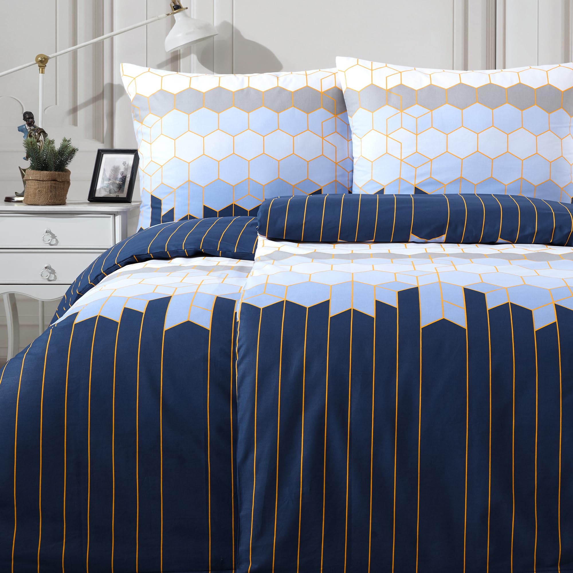 2er Bettwäsche Set 140x200 + 70x90 | 2X Bettbezug + 2X Kissenbezug | 100% Baumwolle Ranforce | ÖKO-TEX® Standard 100 & Step Zertifiziert | Atmungsaktiv, mit Reißverschluss