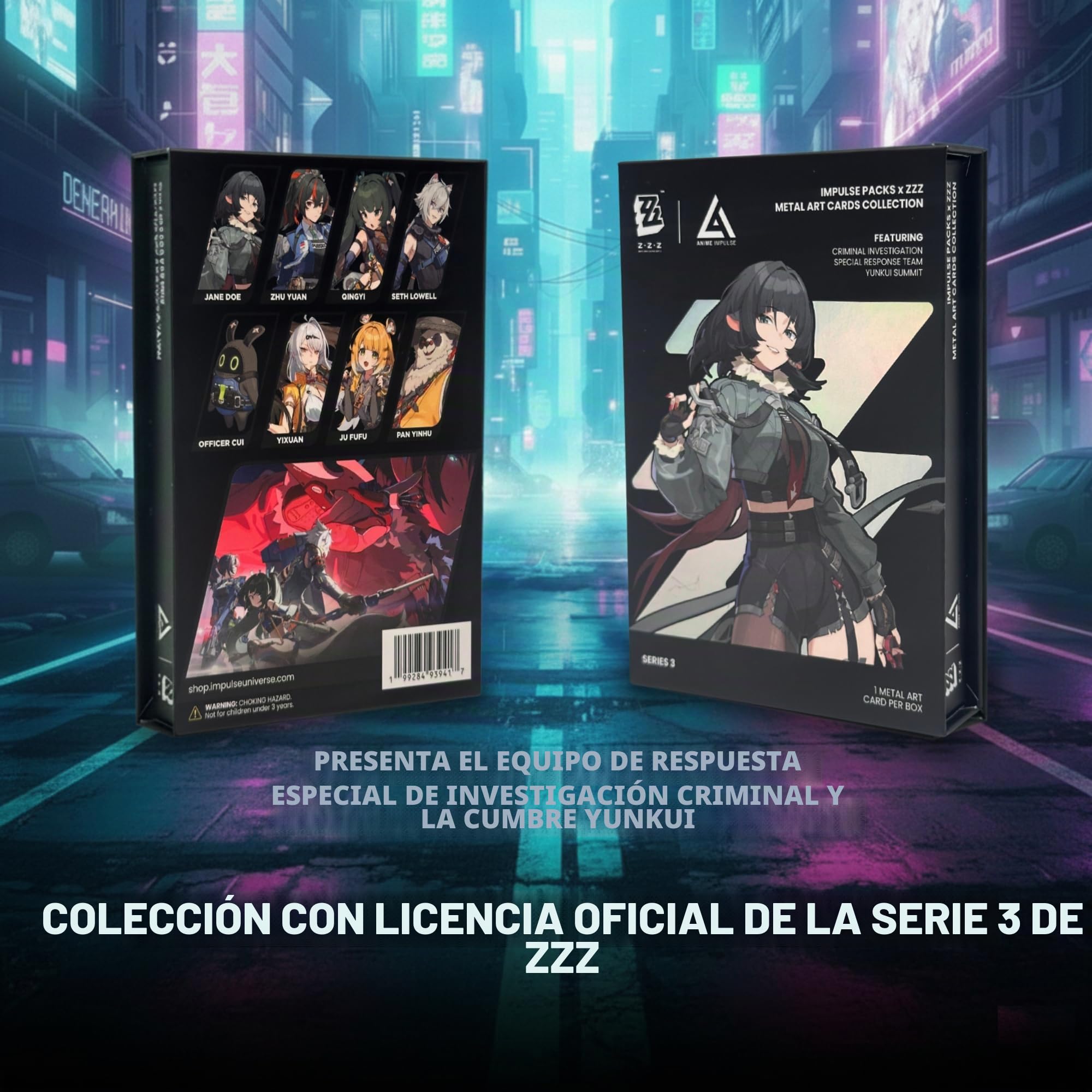 ZENLESS Zone Zero Impulse Packs x ZZZ Metal Art Cards Collection Series 3, tarjetas coleccionables de metal coleccionables, 4.25 x 3 pulgadas, caja ciega sellada al azar, 1 tarjeta de arte de metal