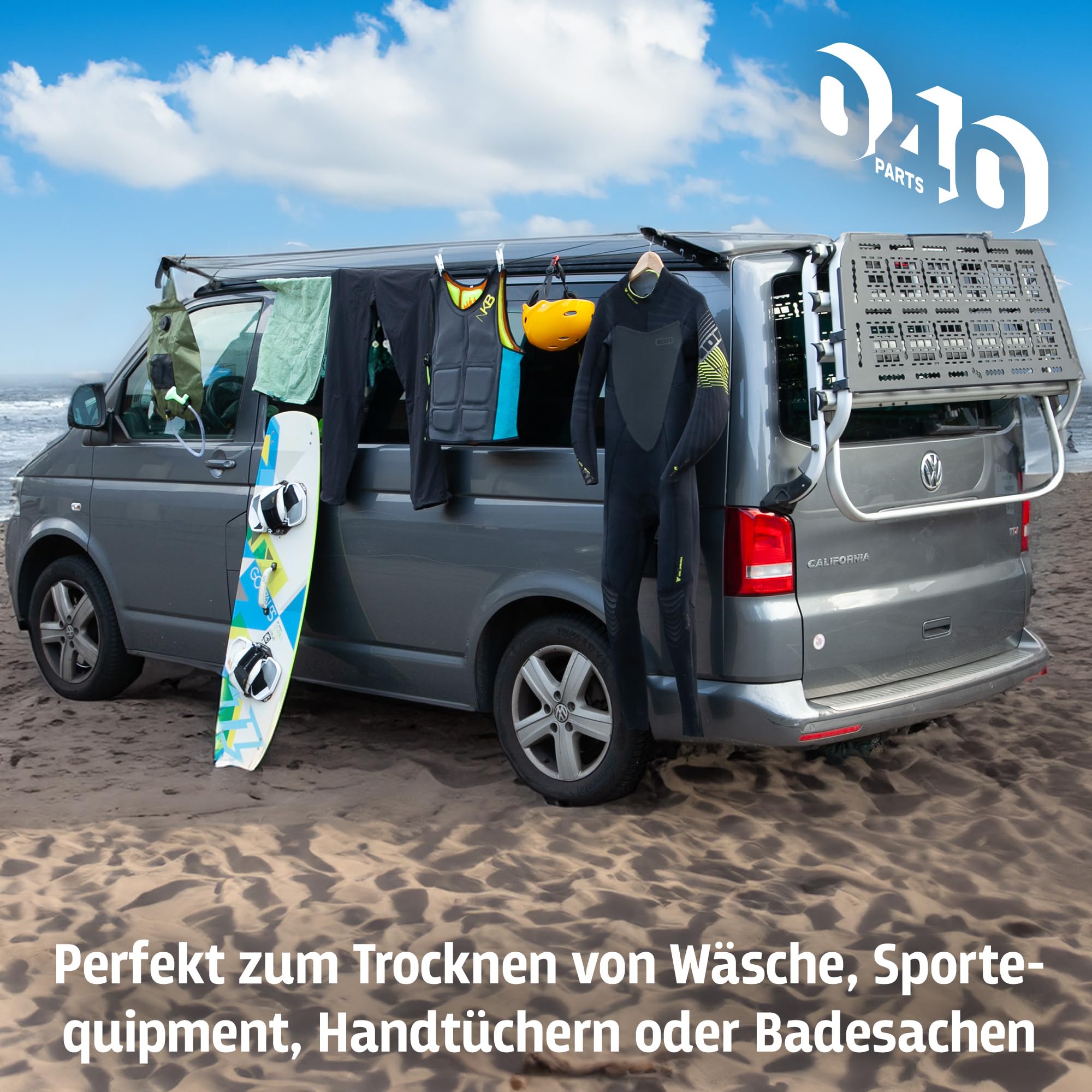Wäscheleine für VW T5, T6, T6.1 und Opel Crosscamp – Trockne Deine Wäsche direkt am Camper!