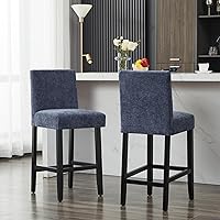 Vista 15 de Taburetes de bar de piel sintética de 26 pulgadas, modernas sillas de bar tapizadas de altura de barra, taburetes de bar con patas de madera maciza