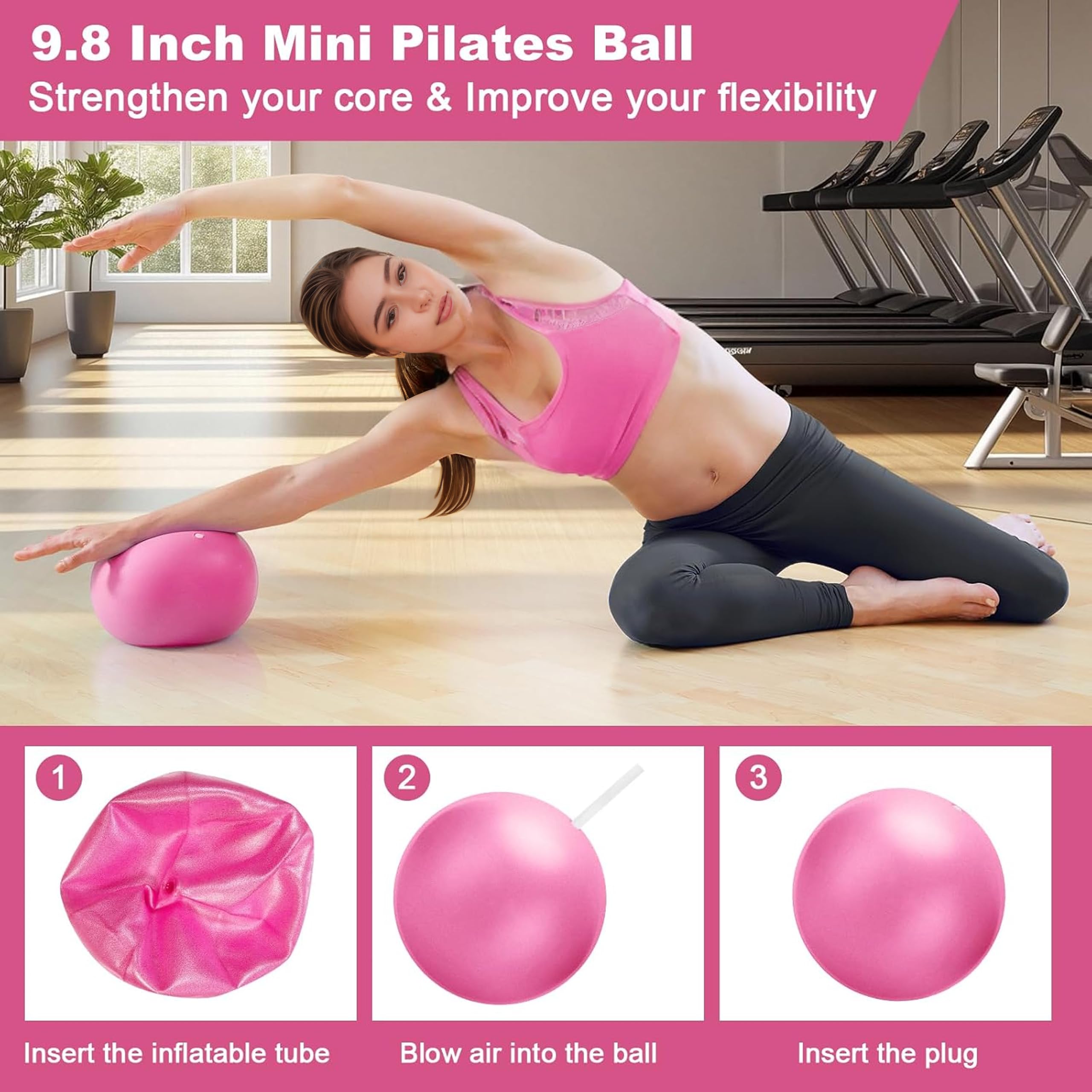 Set di 13 accessori per pilates, per la casa, pilates, pilates, per la casa, pilates, kit essenziale per donne con palla da yoga, anello da yoga, accessori per pilates (rosa)