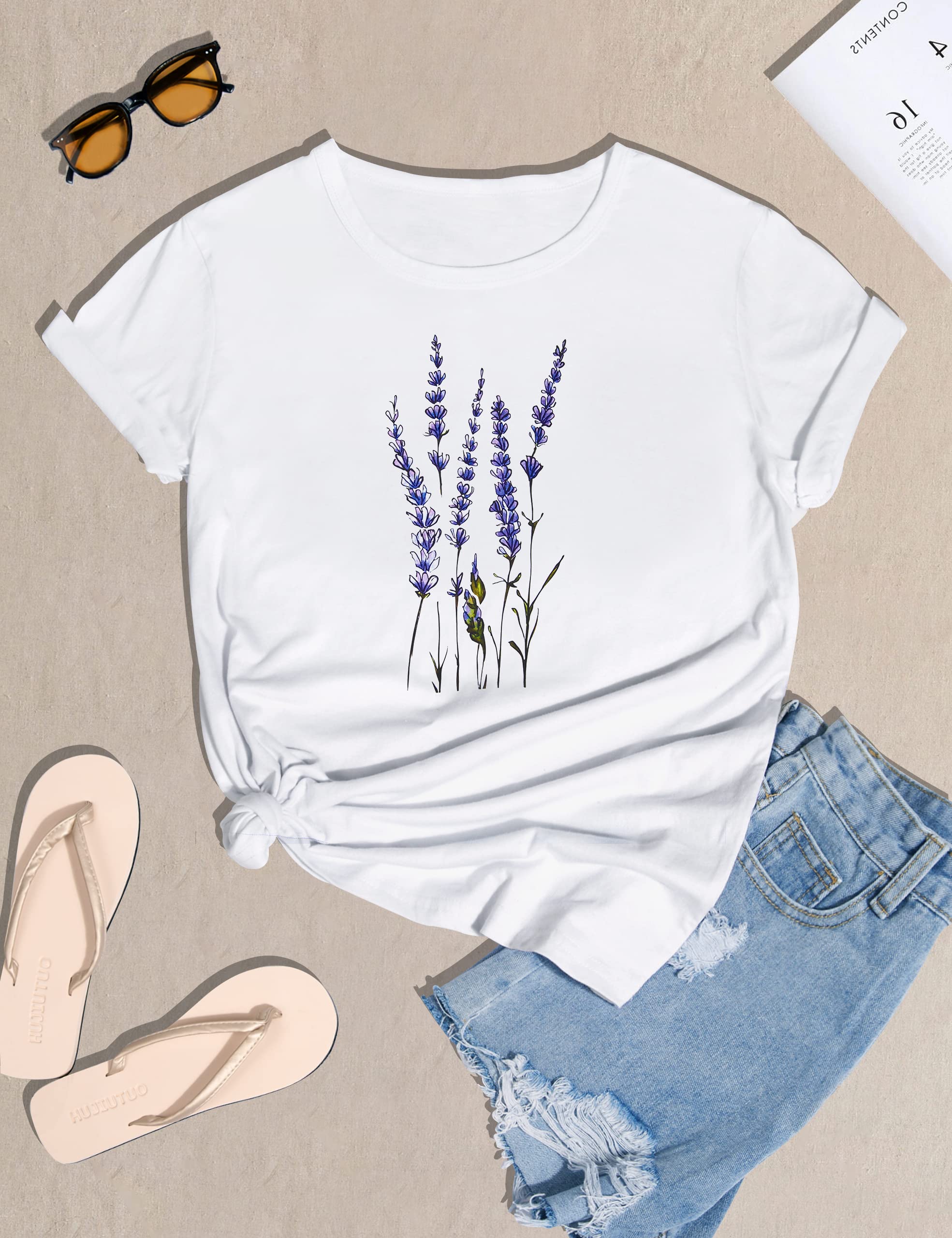 heekpek T Shirt Donna Manica Corta Bianca Cotone Maglietta Manica Corta Donna Casual Girocollo Stampa Estiva Base Tee Bluse