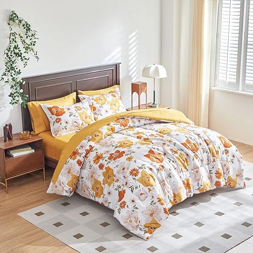 Miniatura 5 de UOZZI BEDDING Bed in a Bag - Juego de edredón reversible de microfibra suave para todas las estaciones (1 edredón, 2 fundas de almohada, 1 sábana