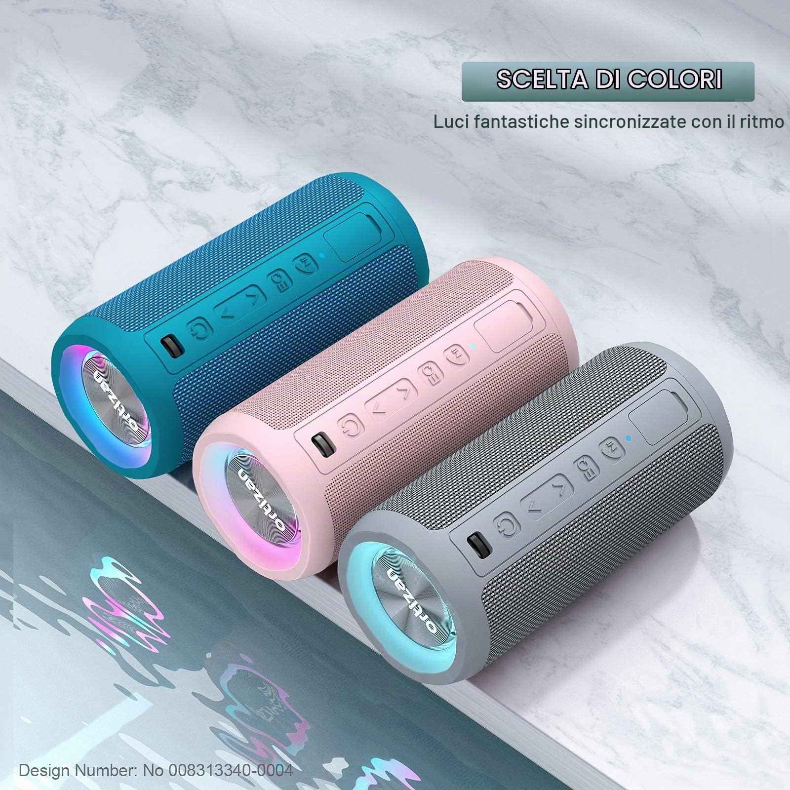 Ortizan Cassa Bluetooth Potente Portatile 24w, Speaker Wireless Bluetooth 5.3 con Impermeabile IPX7, Fino a 30 H di Autonomia, Suono Stereo e Bassi Potenti, Altoparlante con Luce LED