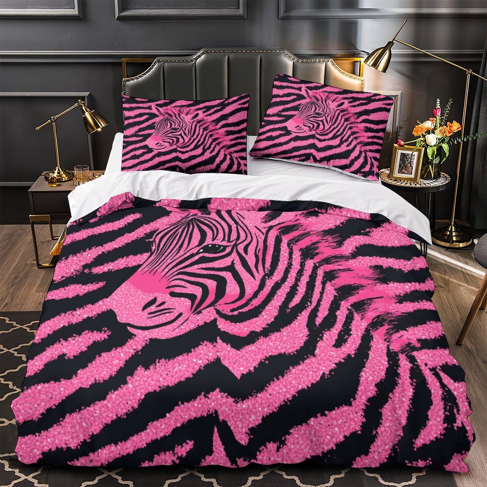 Parure de lit effet imprimé en 3D de roses housse de couette super douce King