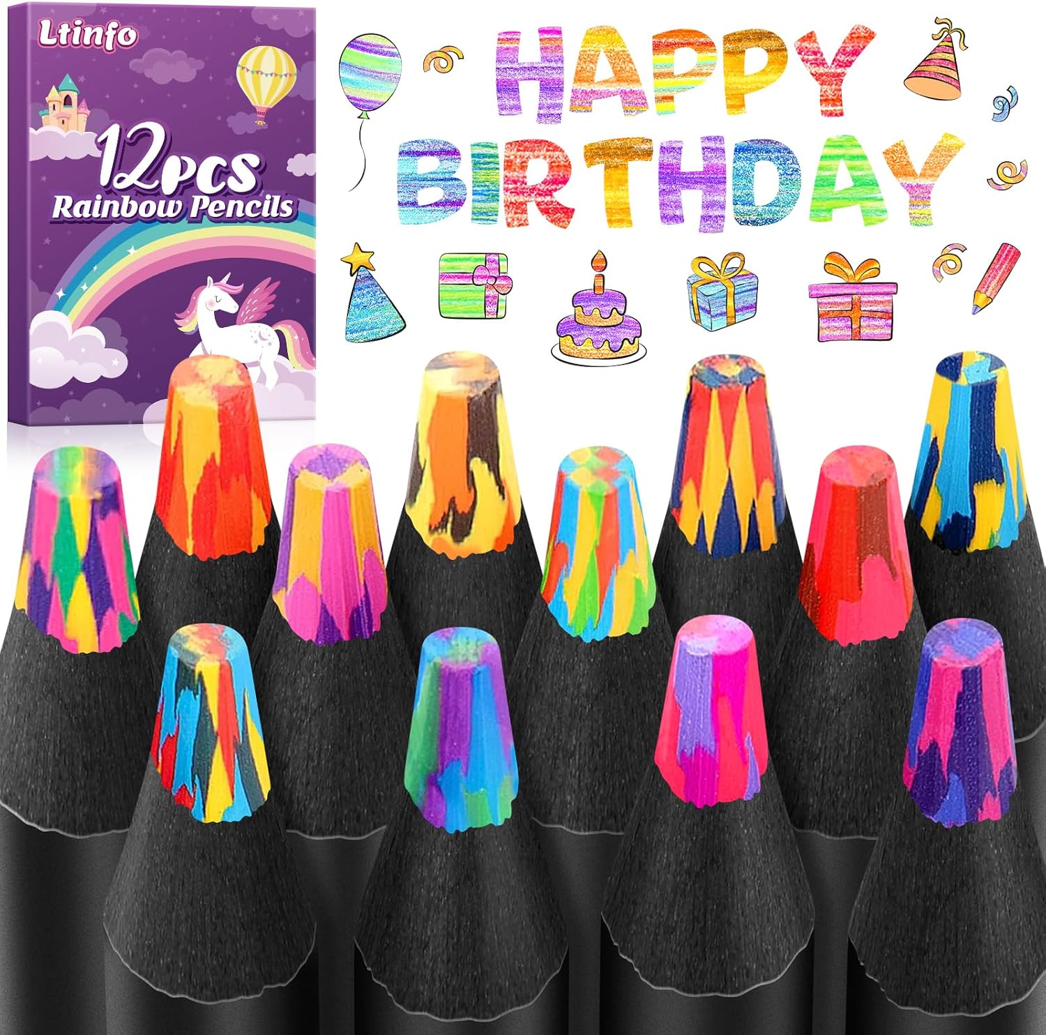 Art Supplies, 12 Rainbow Colored Pencils, Teen Girl Gifts Trendy Stuff, Arts and Crafts for Kid Ages 8-12, Gifts for 5-12 Year Old Girl