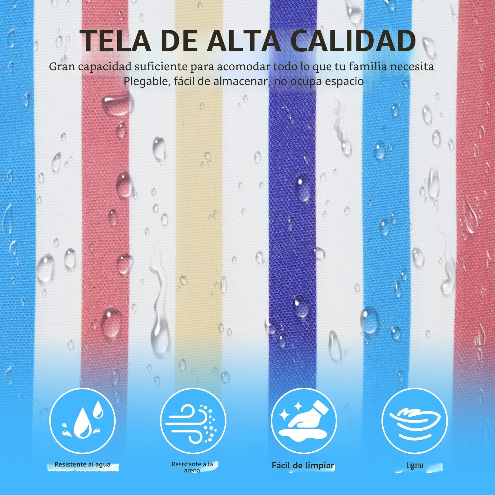 Bolso de playa COVVY, extra grande para mujer, con cierre de cremallera, impermeable, con funda para teléfono, abrebotellas, múltiples bolsillos, resistente al agua, a prueba de arena, plegable