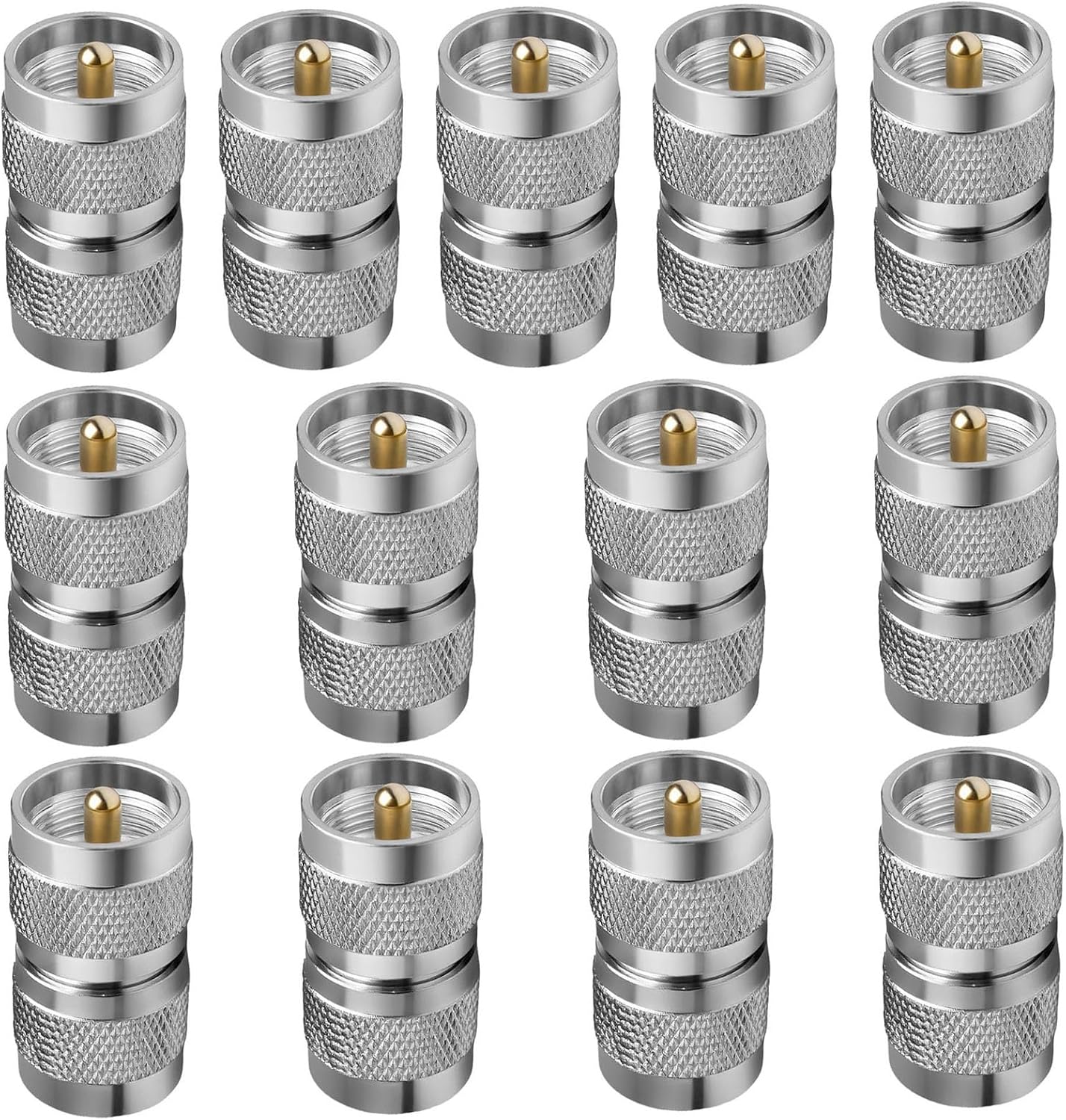 UHF PL259 Male to Male Coax Connector Adapter, 13 Pcs Low Loss RF PL-259 Male Plug Adapter for CB Ham Radio Antenna, Coaxial Cable, SWR Meter, LMR, LAN,Scanner, CCTV System
