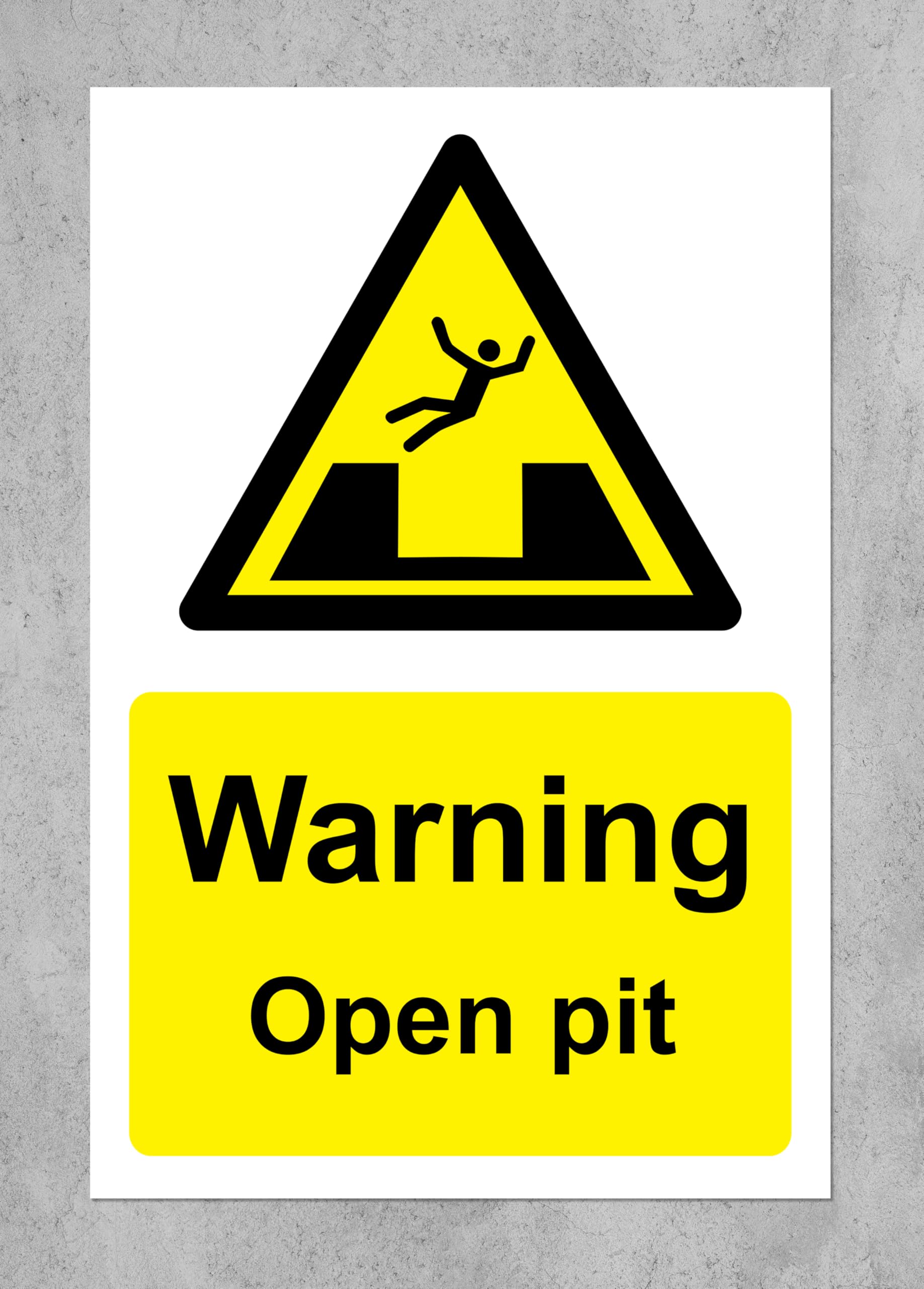 Warning open pit Safety sign - 1mm Rigid plastic (600mm x 400mm)