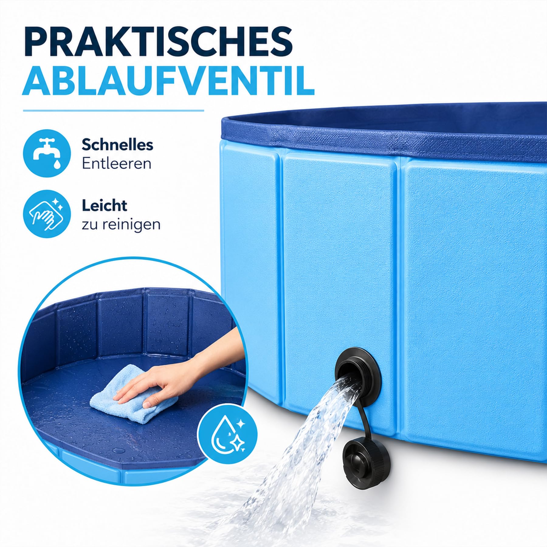Hundepool Faltbar,120x30cm Faltbarer Pool mit Ablassventil,Swimmingpool Hundebadewanne Faltbarer,Planschbecken für Haustiere für Hunde und Katzen