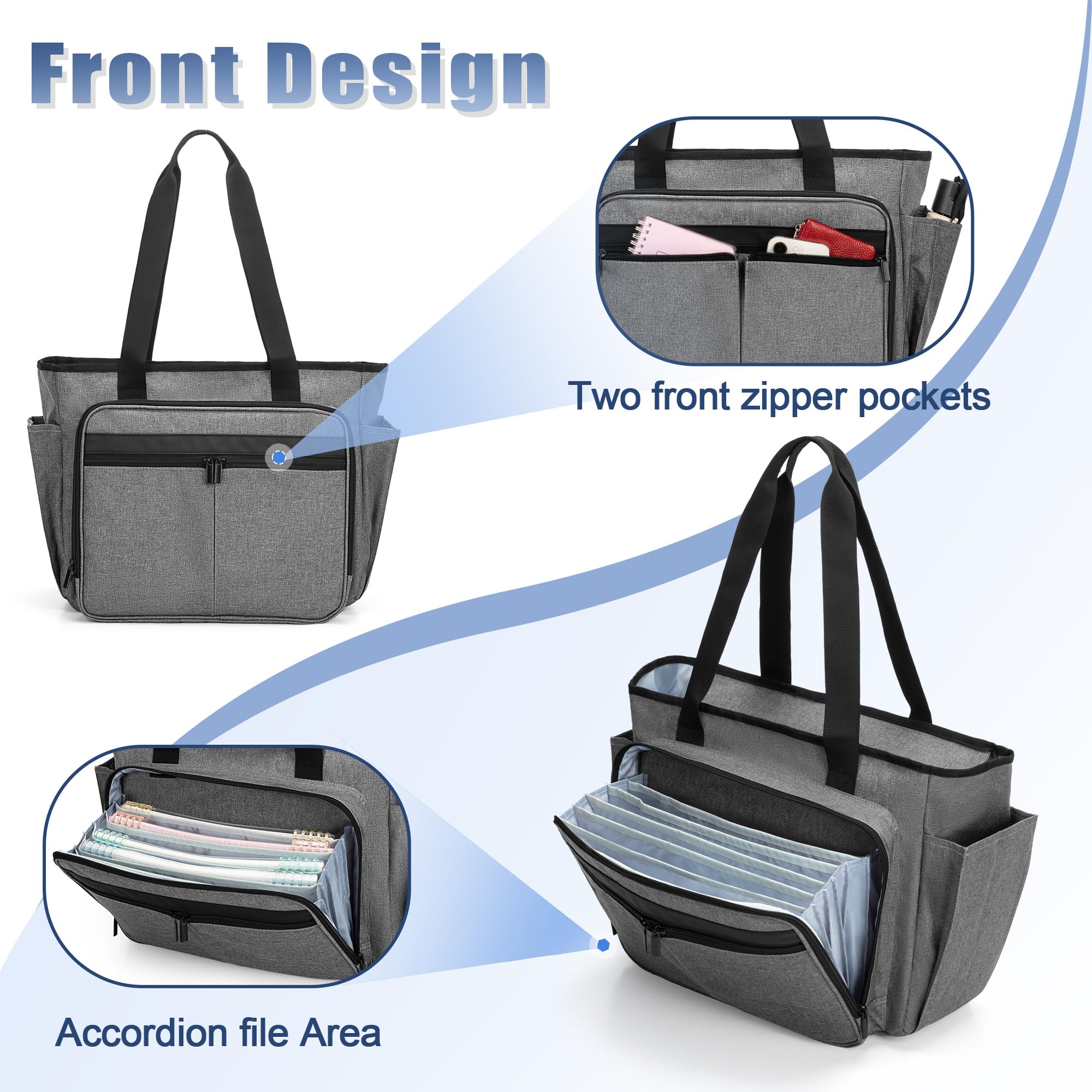 Trunab Bolso para Profesor con Bolsillo Expandible para Carpeta de Archivos, Bolso Utilitario para Enfermeras para Mujeres, Maletín para Computadora Portátil de Oficina
