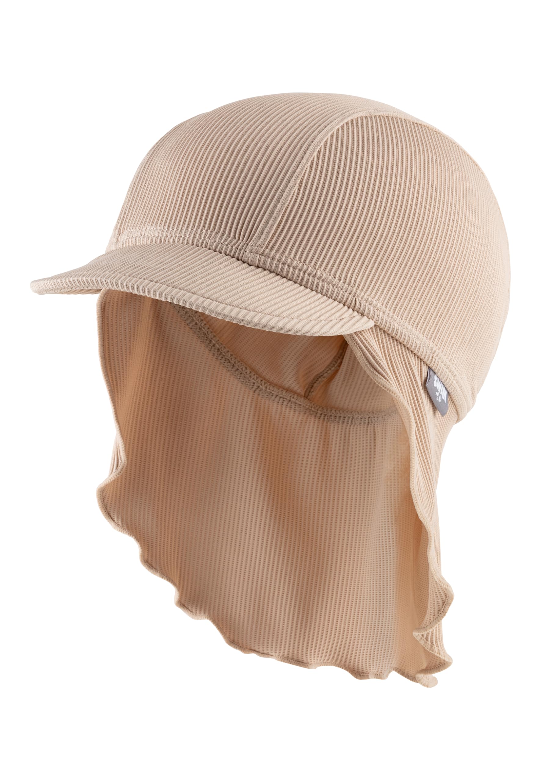Sterntaler Schirmmütze Rippe – Unisex Baby Sommermütze mit Schirm und Nackenschutz – UV-Schutz 50+ Mütze aus Bademodenstoff – Leicht & schnelltrocknend – Unisex Bademode - Farbe beige, Größe 53