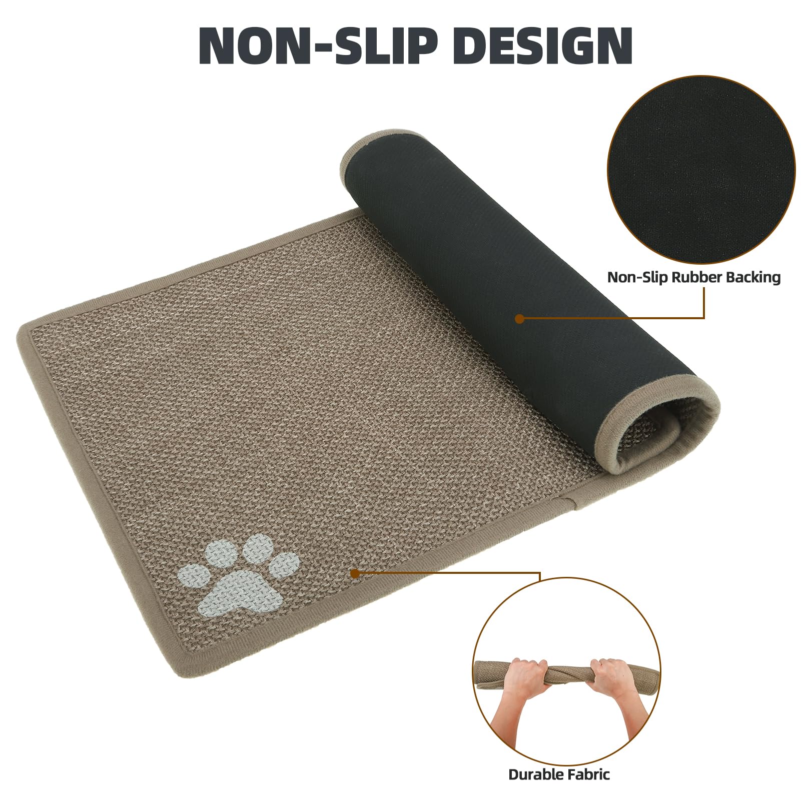 PUPTECK Tappetino per cibo per cani, tappetino assorbente per cibo e acqua, tovaglietta antiscivolo per cani, impermeabile, accessori per animali domestici, cachi, XL