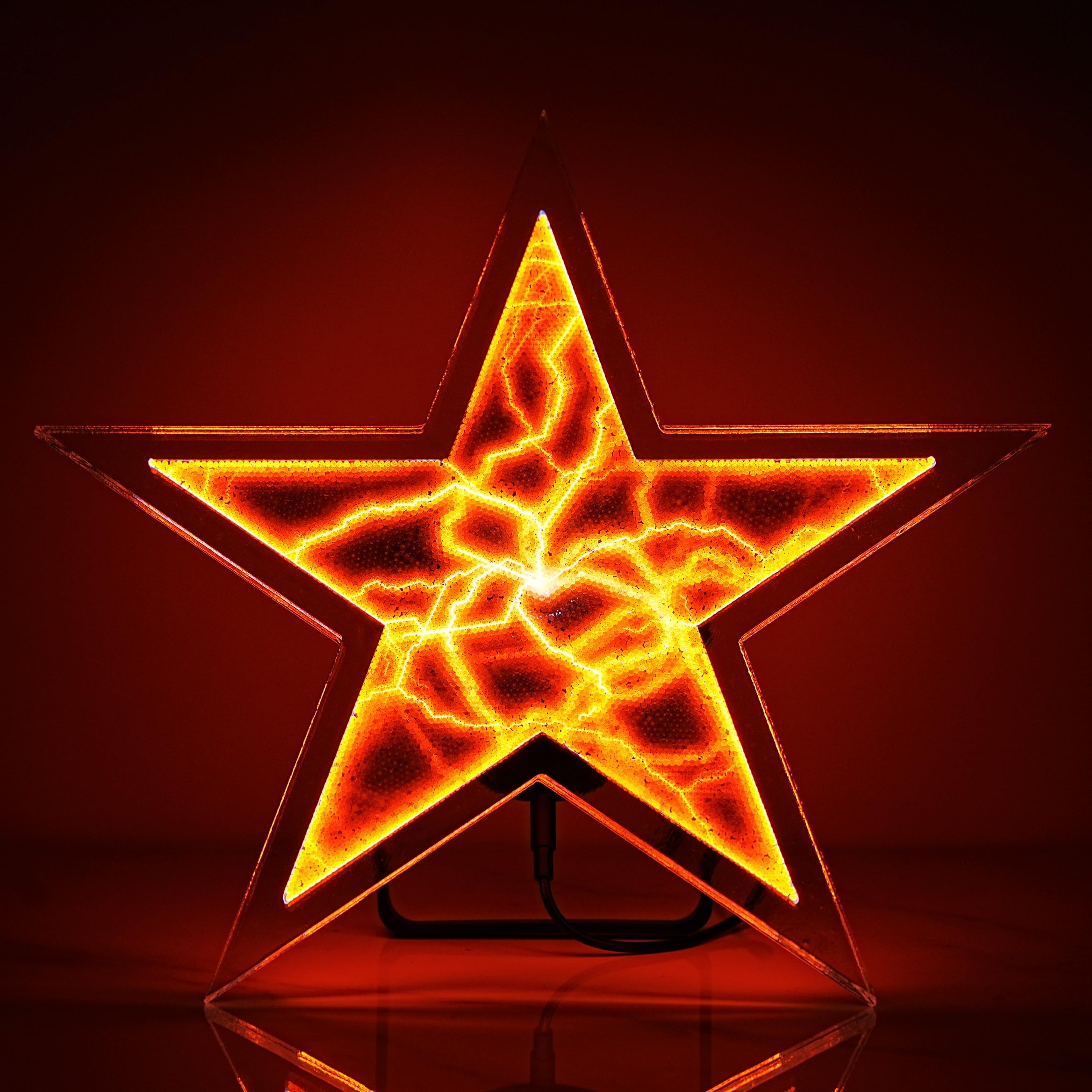 12 Inch Pentagram Plasma Disc, Plasma Ball, Suitable for Science and Education Museums, Observatories, Homes, Bars, Clubs, Night Lights, Holiday Gifts, Voice Controlled Induction Lights (Red)