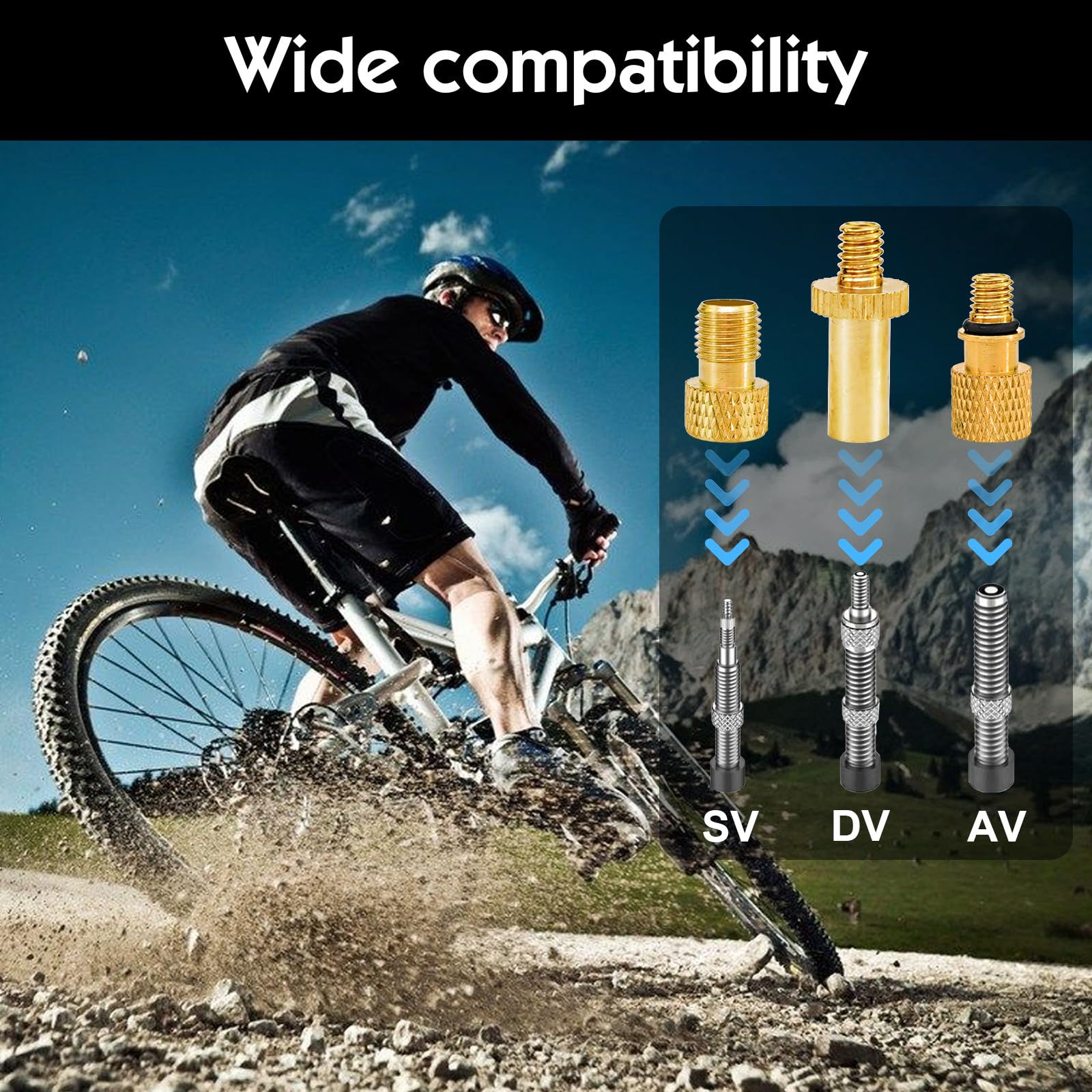 Adattatore Valvola Bici Da Presta A Schrader - 6 Pezzi + 12 Cappucci - Per Gonfiare Con Pompa O Compressore - Foto 8