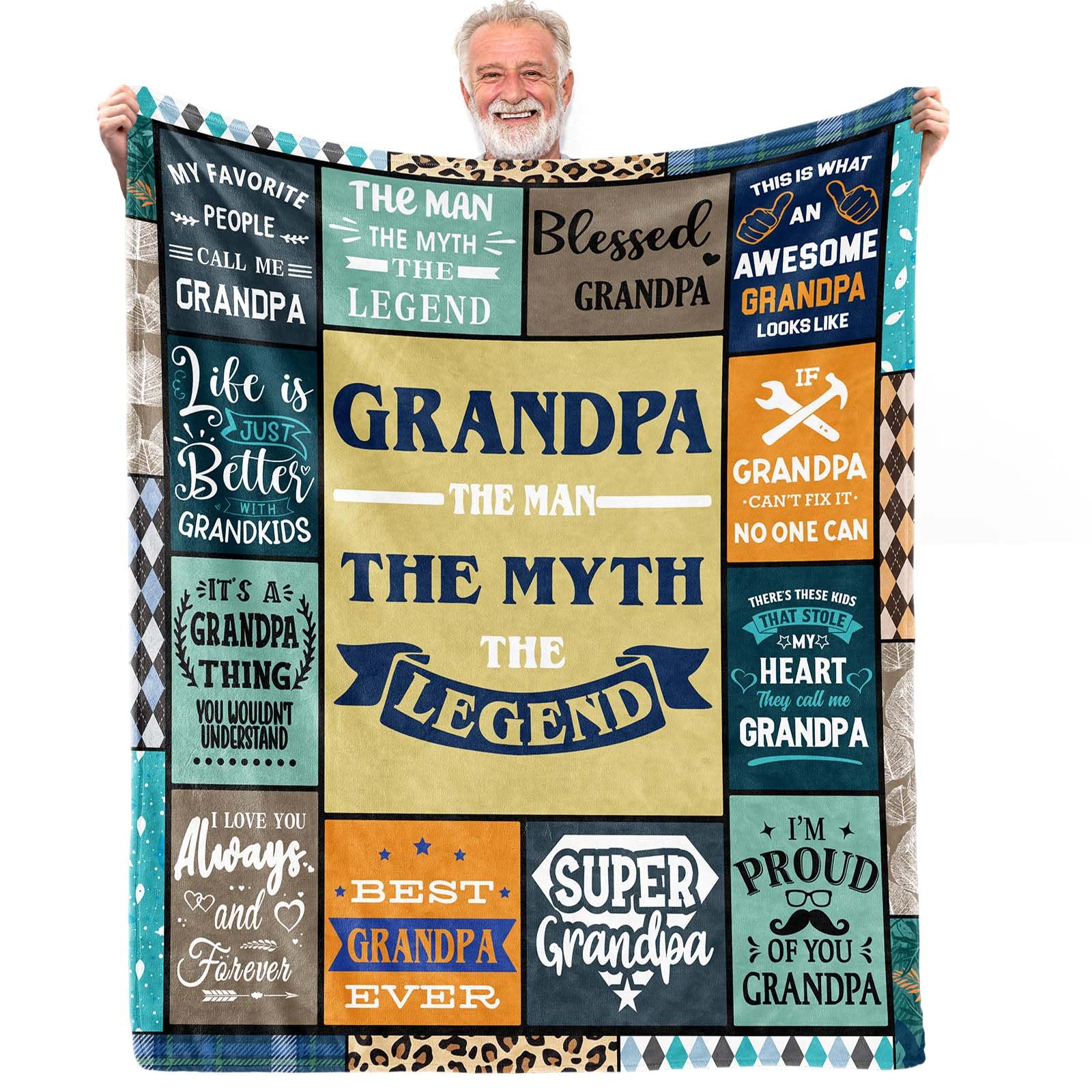 Grandpa Gifts, Christmas Birthday Gifts for Grandpa from Granddaughter Grandkids,Soft Throw Blanket 60"x50"