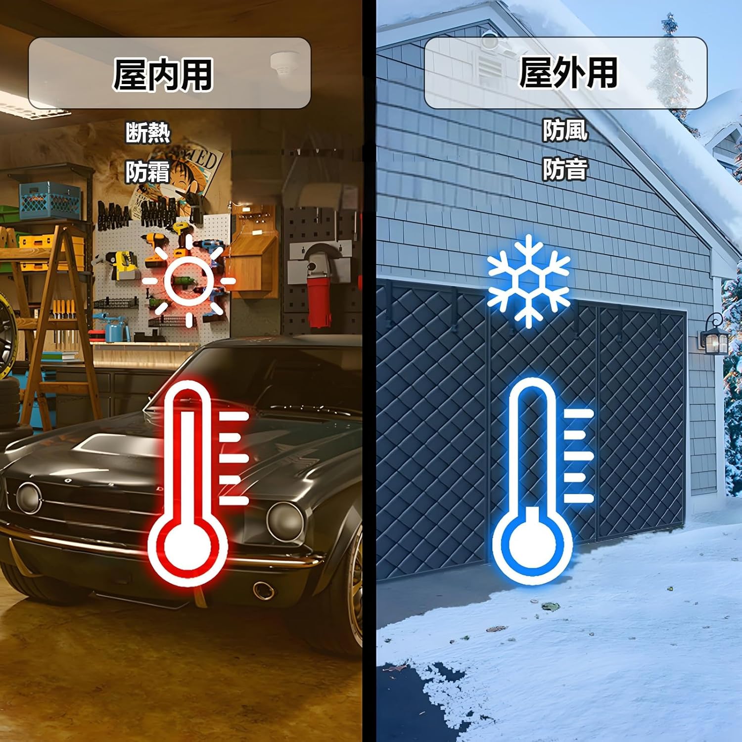 ガレージドアスクリーン磁気断熱カーテン 冬用ガレージドアスクリーンセルフシールマグネットと 幅183 213 244 305 488