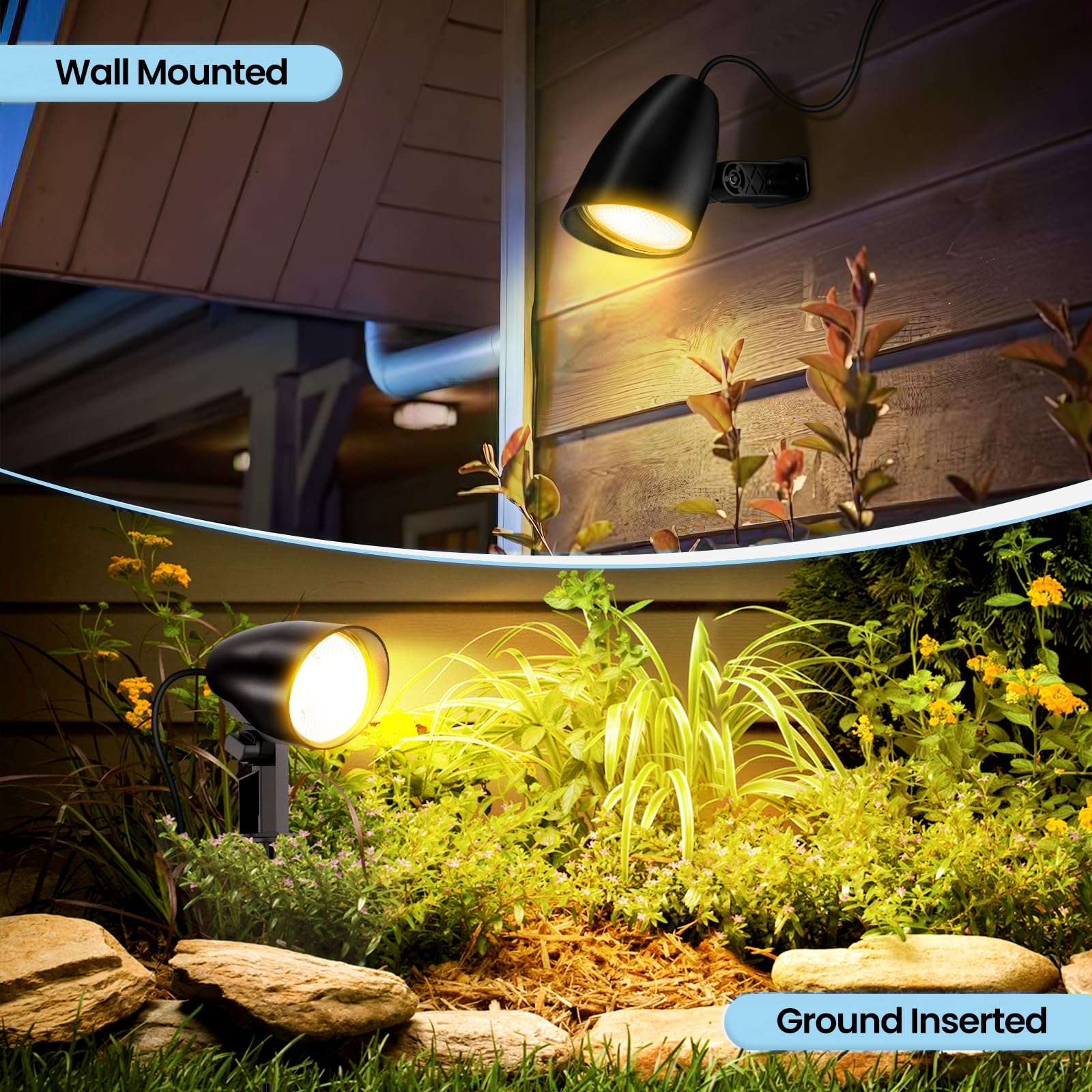 Linke Focos Proyector LED Jardín 20W 85~265V/CA Potente 2000LM Blanca Cálida 2700K Impermeable IP66 Foco con Pincho Luz de Paisaje para Jardin Planta Césped Terraza Camino