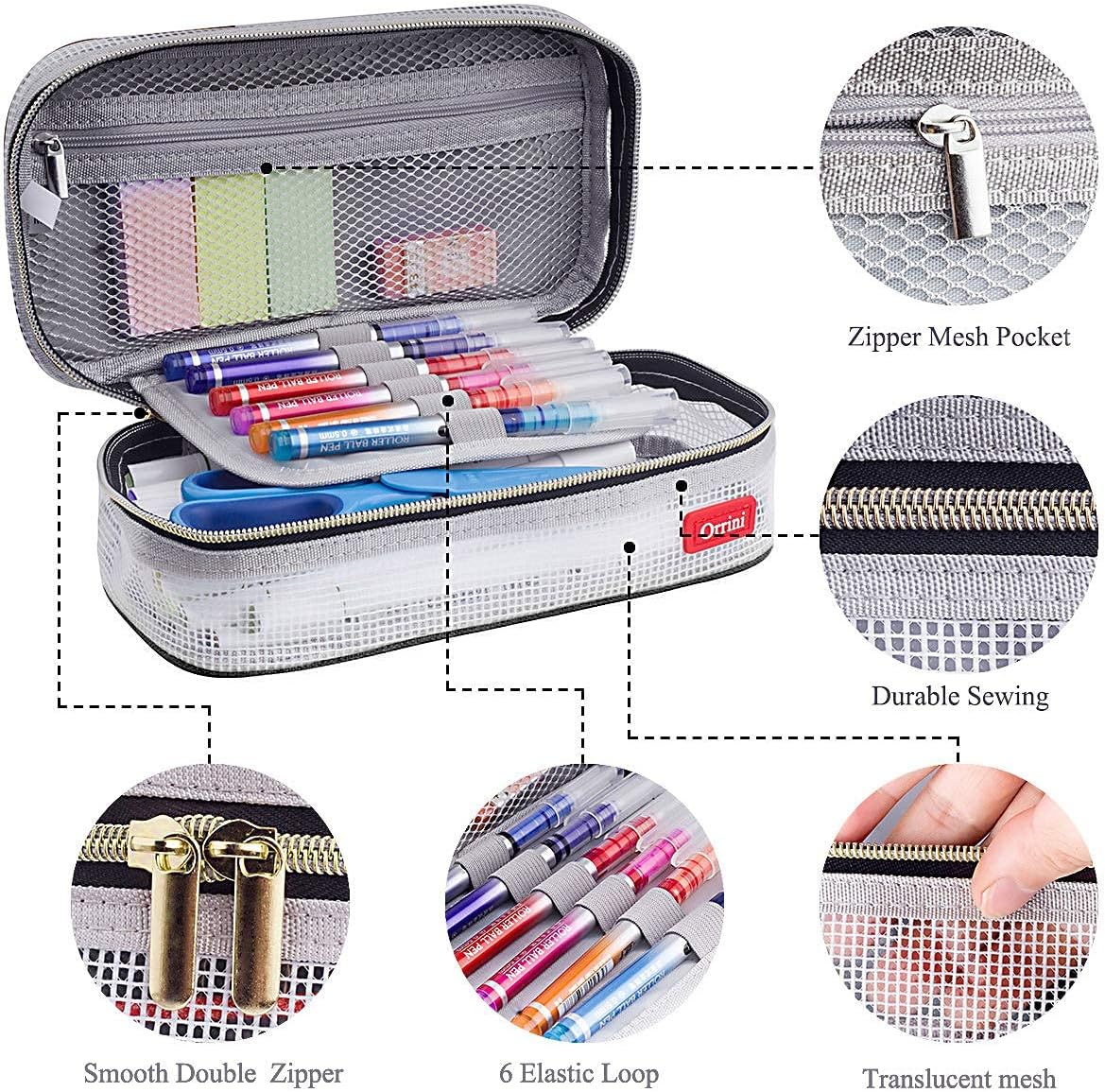 Orrini Pencil Case Pen Case Pencil Bag Pen bag Organizer Pouch Holder ,Makeup Bag Desk Organizer Stationery Case with Large Capacity For Students Women men School & Office Supplies (Black)