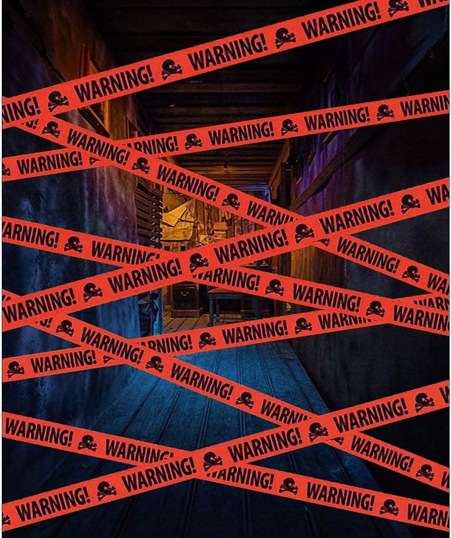 Yomiie Halloween Warning Caution Tapes, Orange Skull Fright Barrier Tape - Outdoor Halloween Party Decorations, Crime Scene Decorate, Haunted House Props, Zombie Zone Indoor Decor Supplies