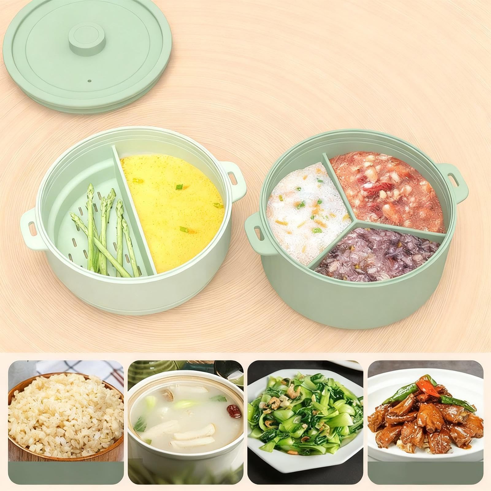 Vaporera De Microondas Resistente al Calor, Antiadherente y Plegable para | Cocedor Al Vapor Con Tapa Para Microondas Cocción Al Vapor Verduras Niños Pasta Harina Maíz Preparación Almacén
