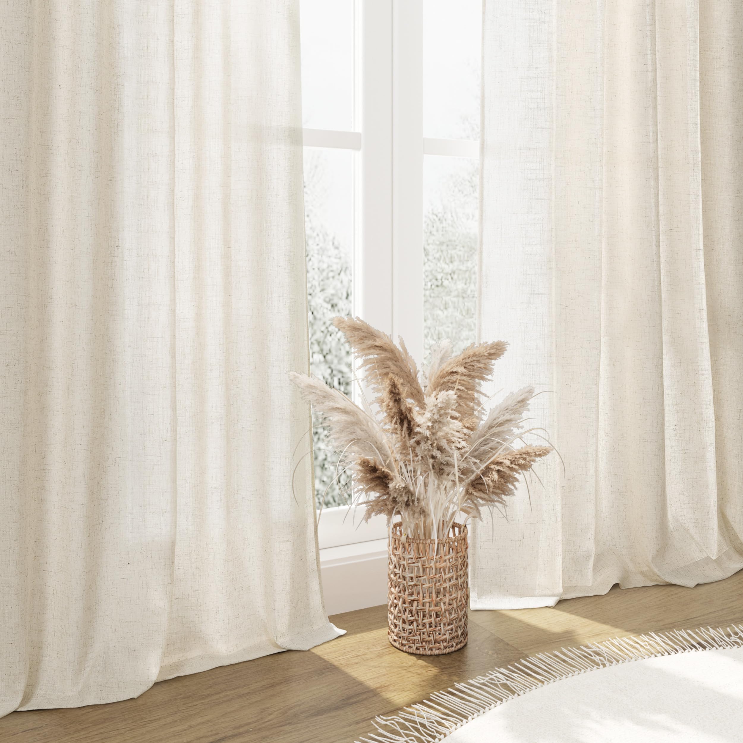 Cortinas Semitraslúcidas Con Textura De Lino Para Ventanas Pequeñas