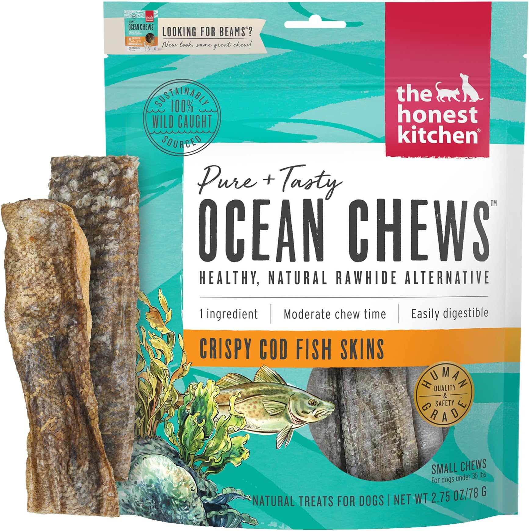 The Honest Kitchen Ocean Chews™ Crispy Cod Fish Skins Dog Treats, 2.75 oz (Beams™)