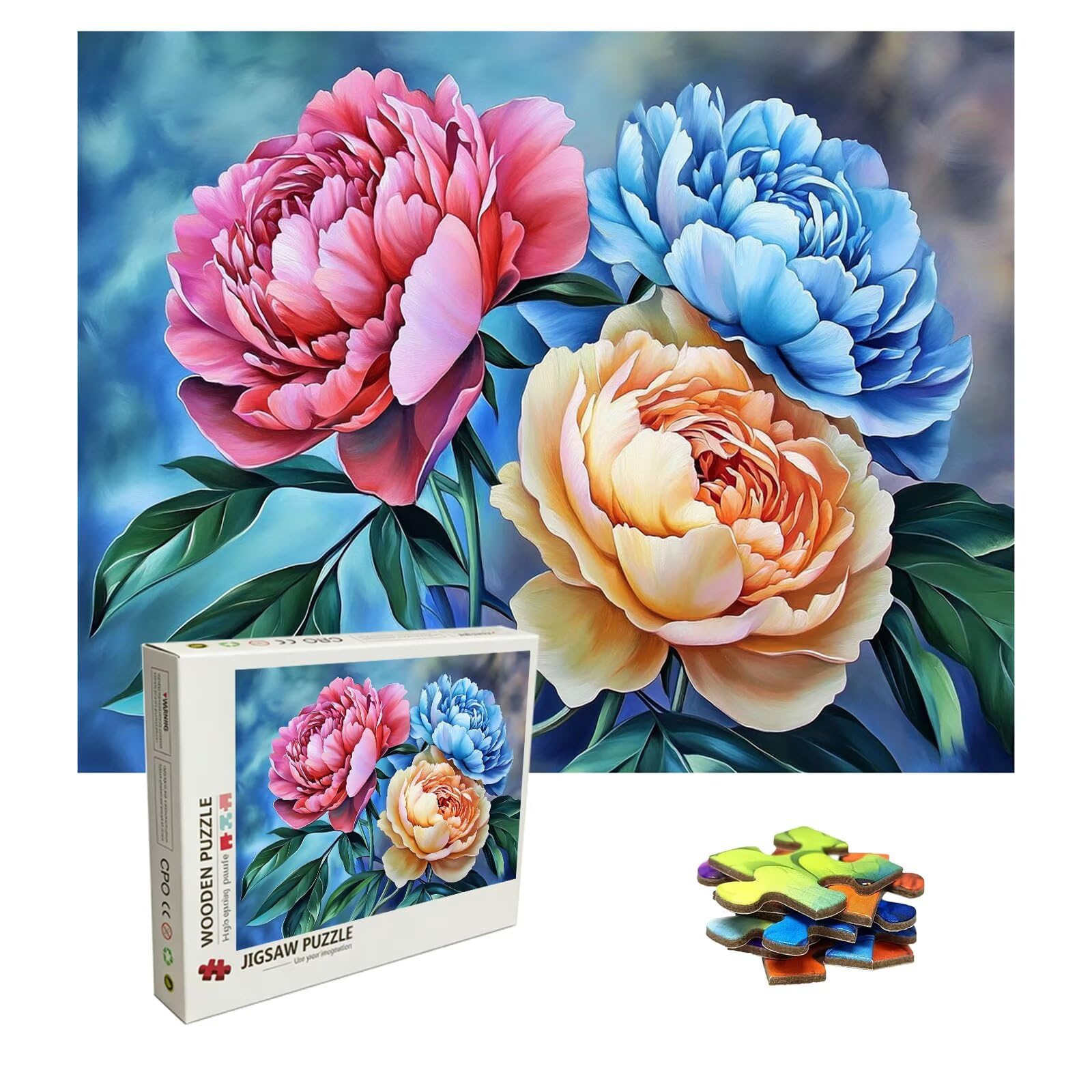 Zestaw puzzli, 1500 elementów, trudne puzzle, drewniane puzzle dla całej rodziny, zestaw "zrób to sam", dla dorosłych, nadają się jako dekoracja ścienna i prezenty dla kobiet, temat: kwiat 8p-857