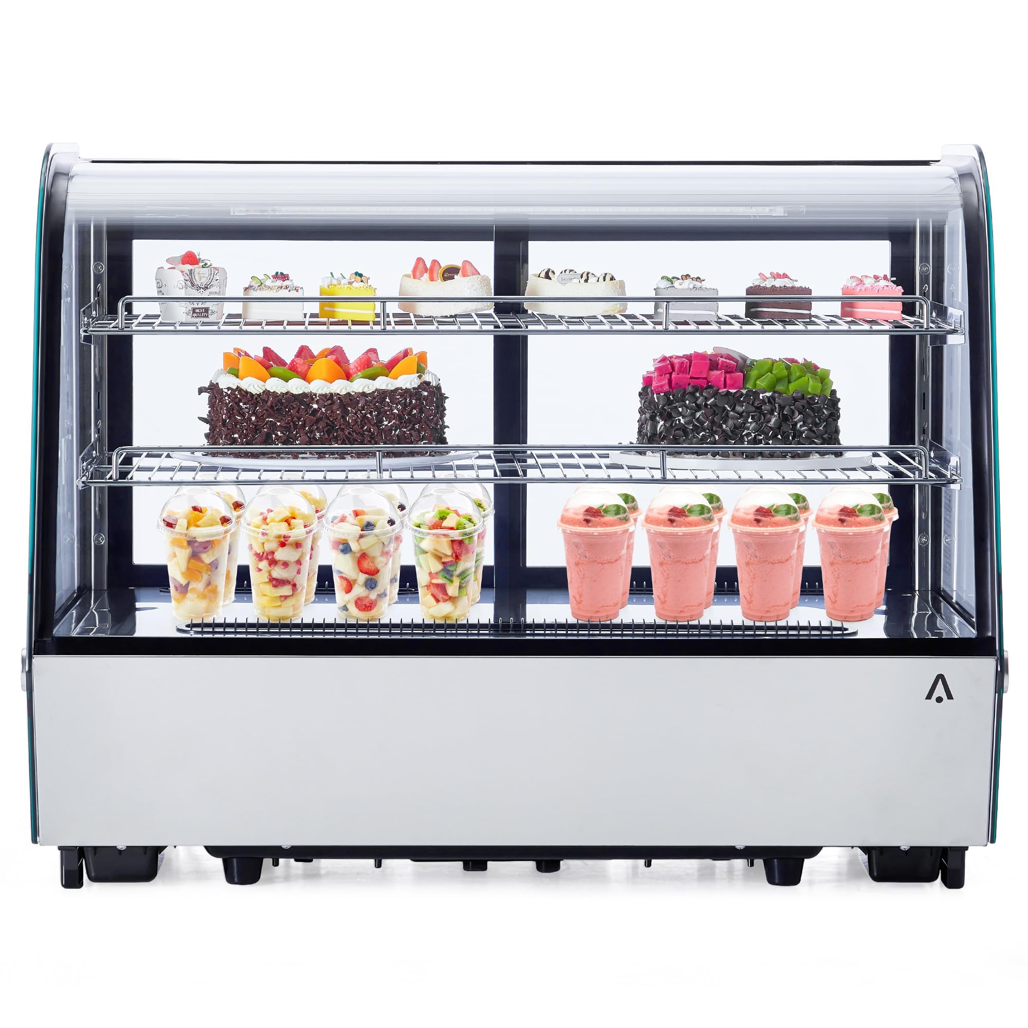 5.6 Cu.Ft Countertop Bakery Display Case – Double Glass Refrigerated, LED Lighting, Adjustable Shelves, Digital Temp Control, for Pastry, Cake, Sushi, 110V