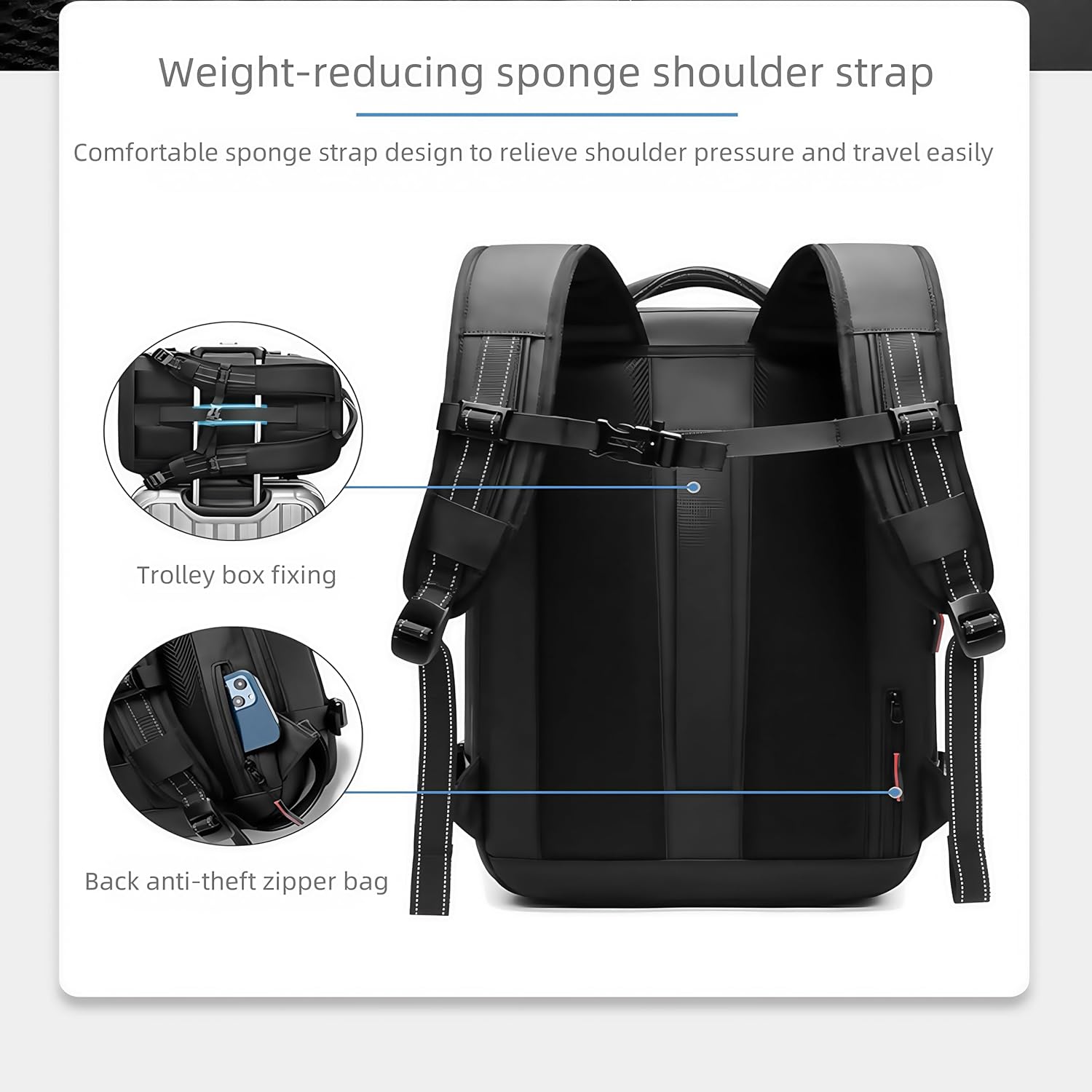 Vacuum Backpack Travel, Expandable Air Compression System, Airback Vacpack Backpack TSA Lock Water Resistant Carry-On Luggage Black with Air Pump - Image 4