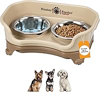 Neater Feeder Express Mess-Proof Elevated Dog Bowls for Small Breeds Under 15 lbs - No Spill Raised Stainless Steel Feeder, Made in USA, Cappuccino