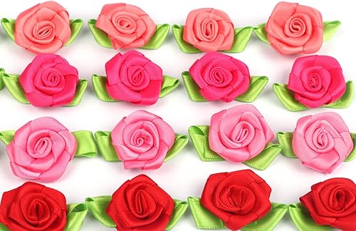 Miniatura 10 de YYCRAFT Paquete de 240 piezas de cinta de satén rosa con apliques de novia de hojasmanualidades rosa