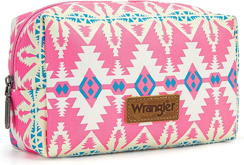 Necessaire Montana West com estampa Aztec, zíper e compartimento para maquiagem, 20,57 x 10,16 x 12,7 cm