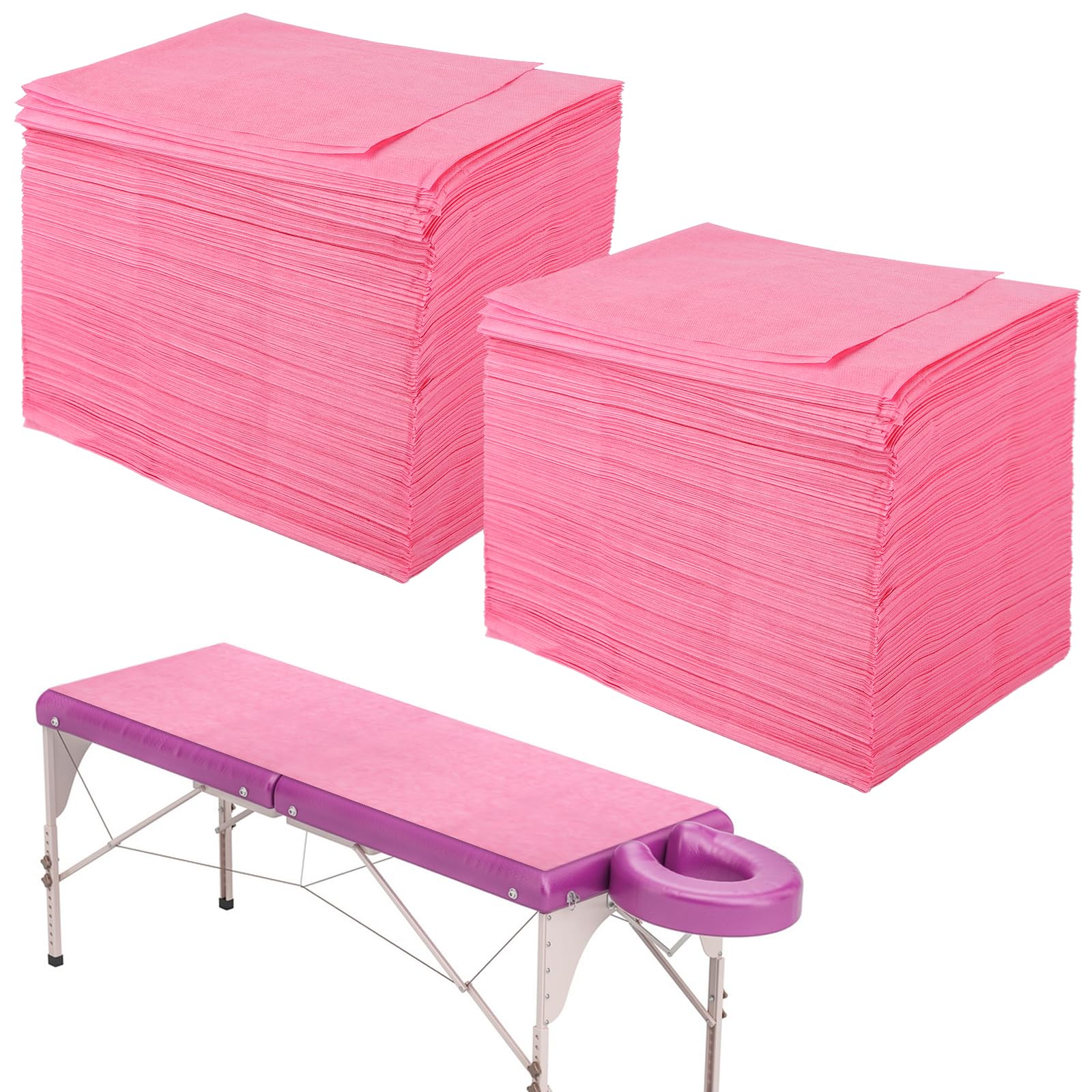 Abdeckung für Massagebetten, Einweg-Bettlaken, 100PCS Einweg-Massage-Spa-Bettlaken, weiche Vliesstoff-Massagetisch-Bettlaken-Schutzbettdecken für Schönheitssalon,Spa,Massage,Hotels, 180 x 80 cm (Rosa)