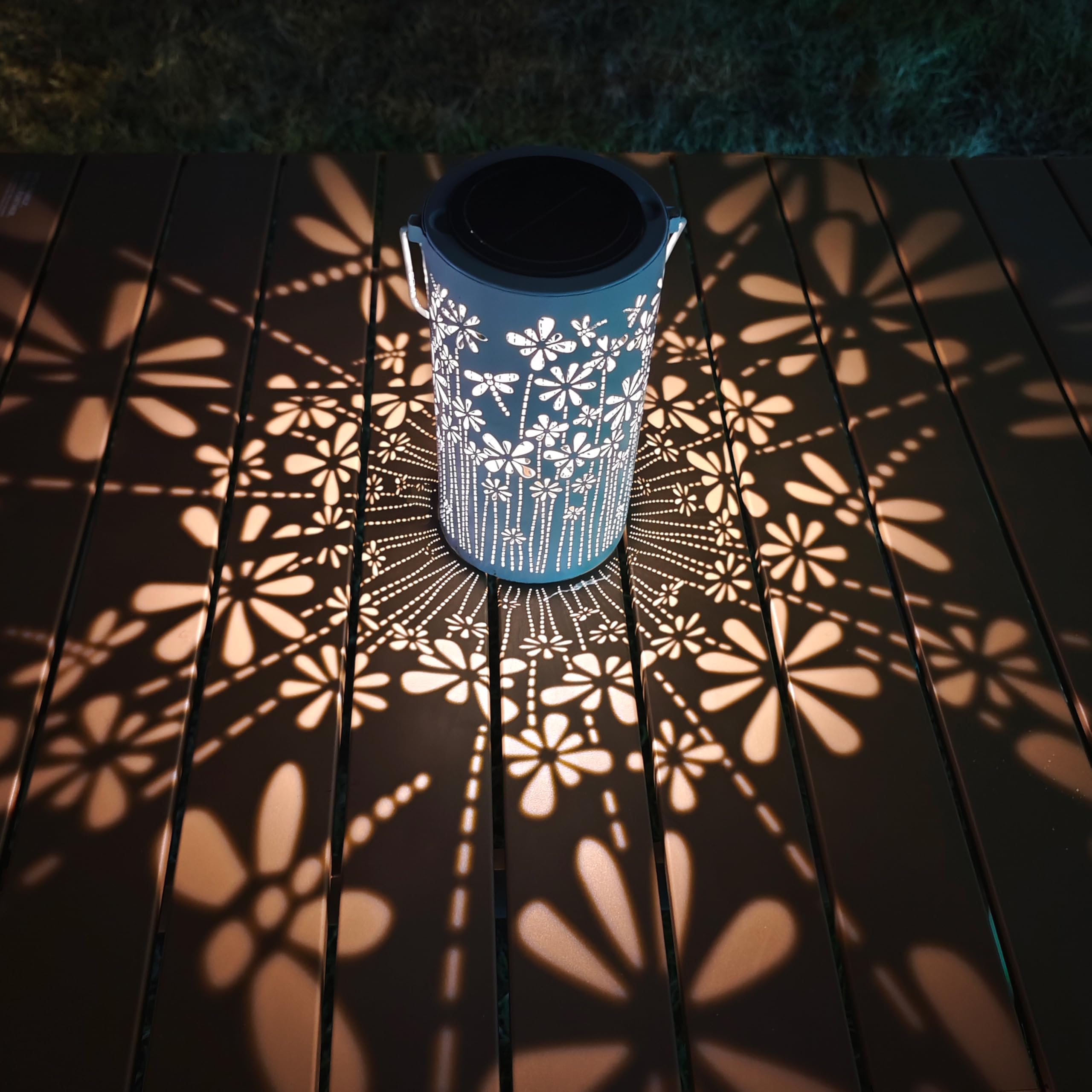 Lanterna solare a forma di girasole, luce da giardino sospesa per
