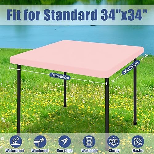Miniatura 118 de Paquete de 4 manteles rectangulares de elastano de 6 pies, elásticos y ajustables para pícnic, elásticos y lavables para exteriores, campamentos