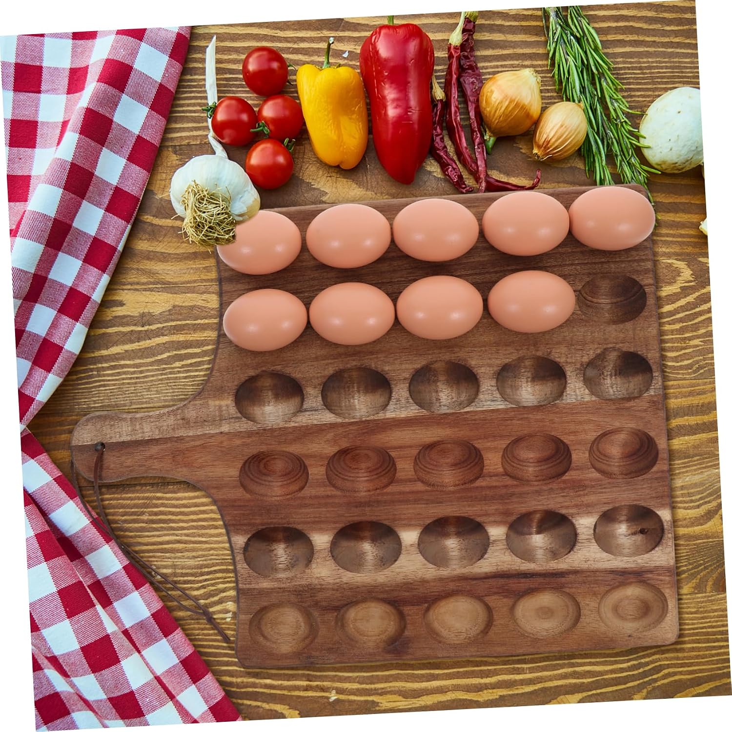 LIFKOME Wooden Deviled Platter Dual-sided Serving Tray for Charcuterie Desserts Efficient Storage Stylish Presentation for Kitchen Events