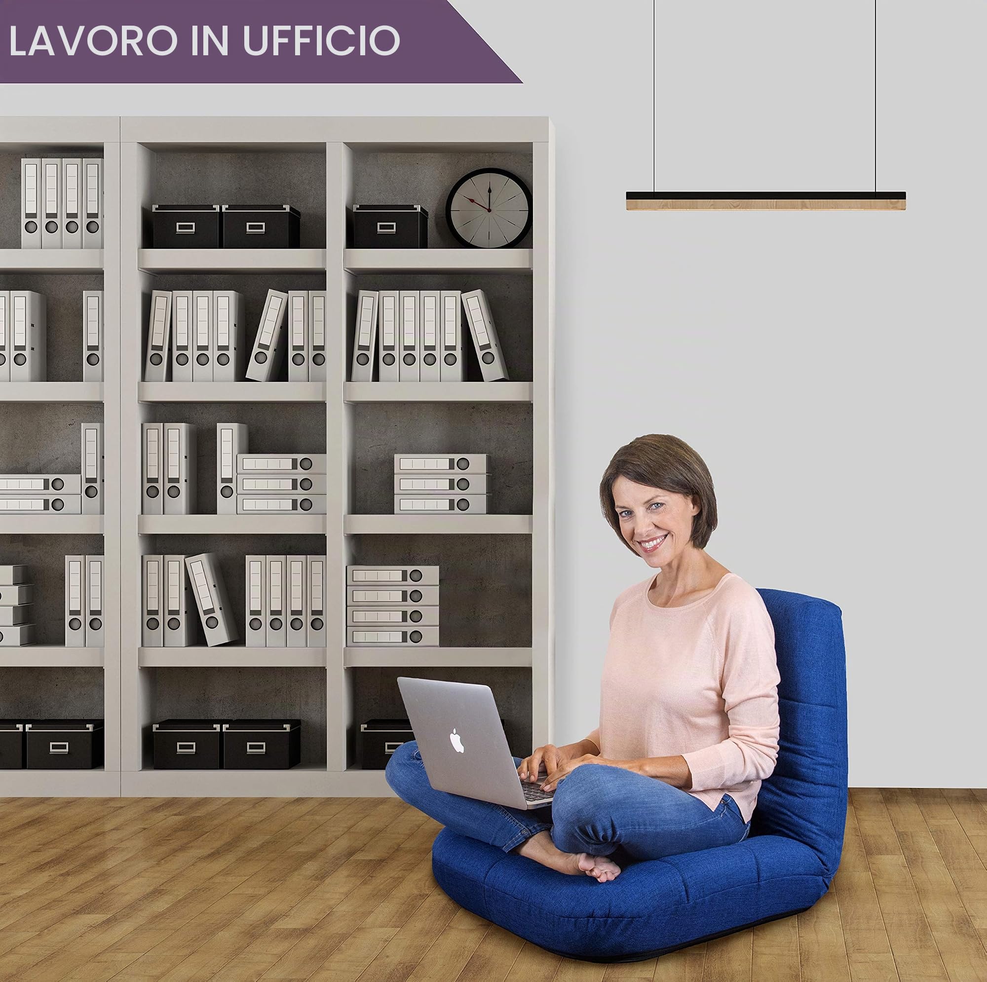 bonVIVO Easy Lounge Sedia da Terra Pieghevole Reclinabile | Poltrona imbottita con schienale regolabile per meditazione, yoga, lettura e relax. Design portatile per casa.