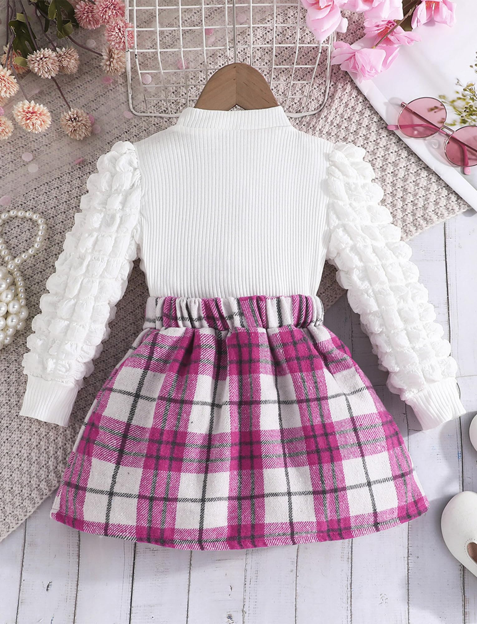 adidas Baby Girls Short Sleeve Tee & French Terry Pleated Skort Set Sweatsuit, Clear Pink, 6M US